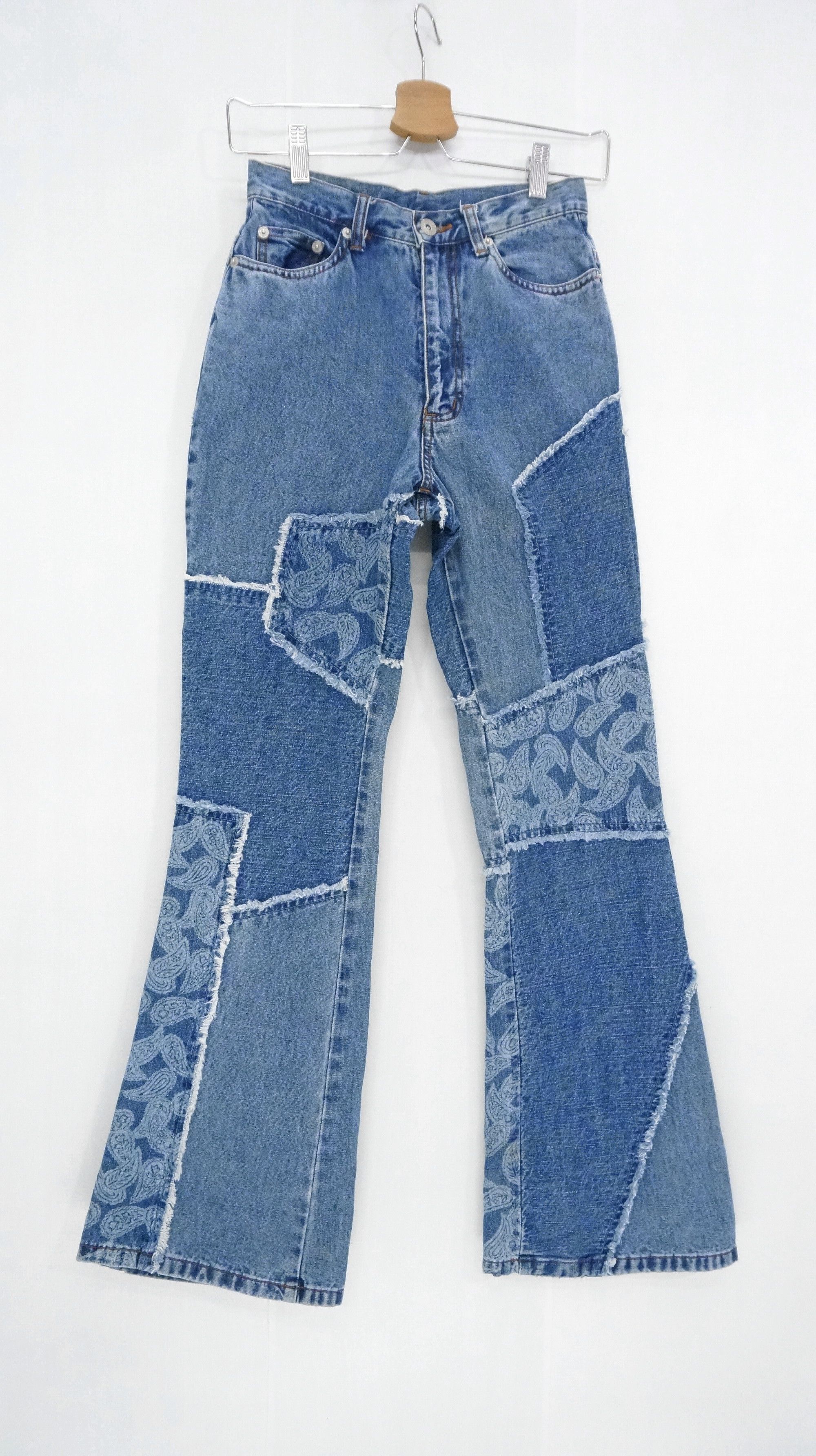 Japanese Brand Rare Vintage 90s Flare High Waisted Patchwork Women Jeans Size 24" / US 00 / IT 34 - 2 Thumbnail