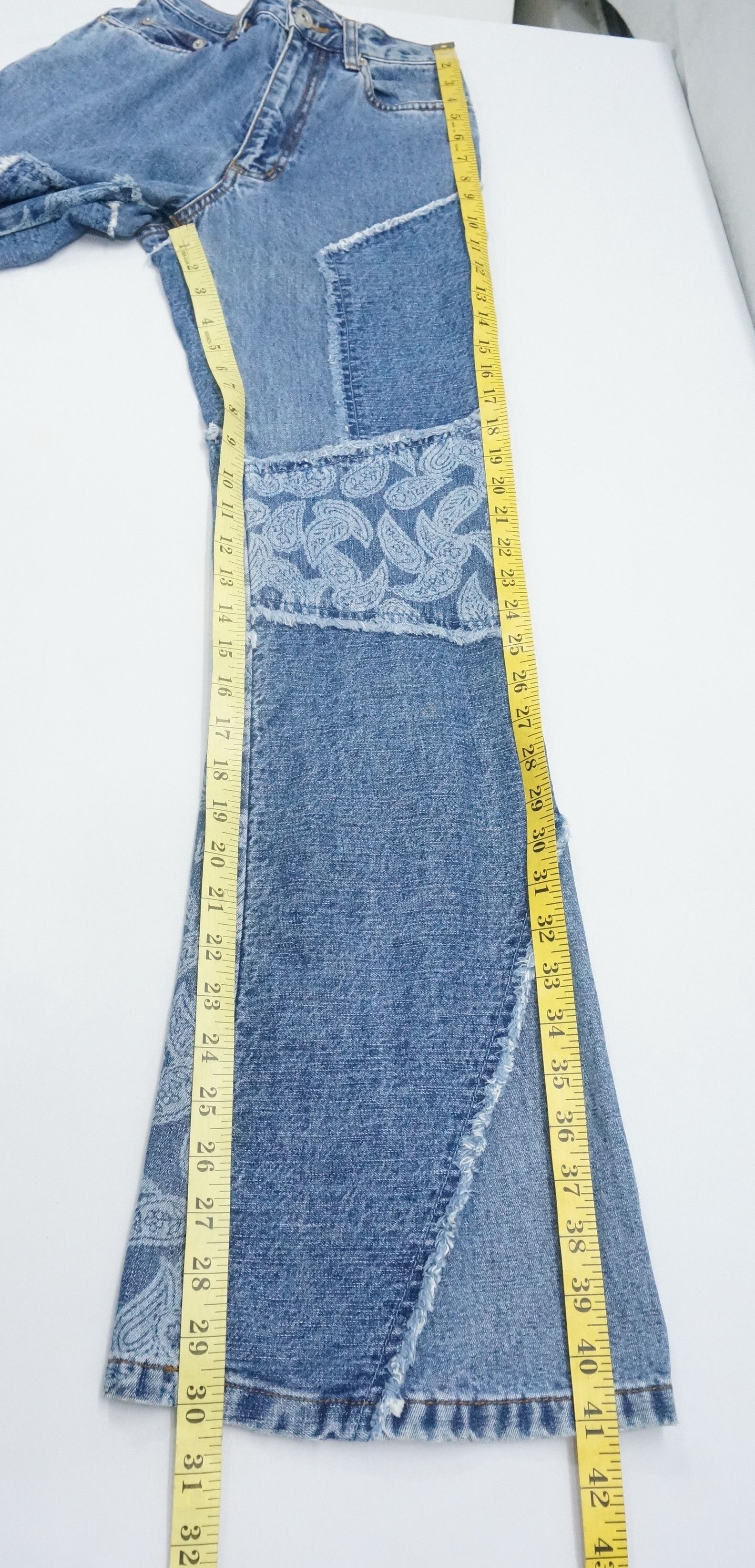Japanese Brand Rare Vintage 90s Flare High Waisted Patchwork Women Jeans Size 24" / US 00 / IT 34 - 13 Thumbnail