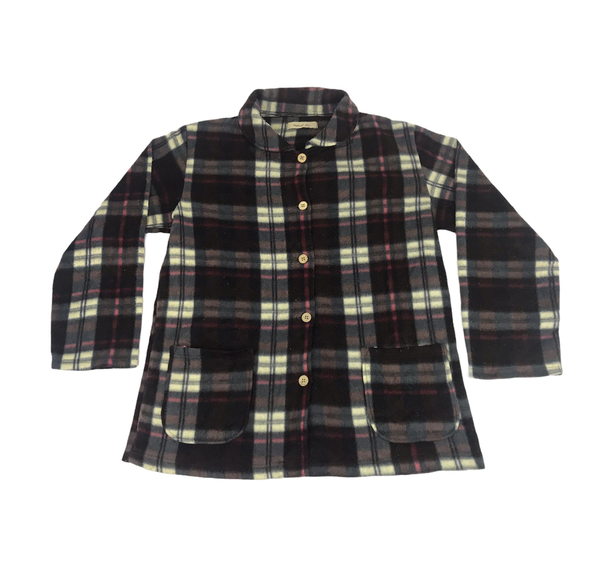 image of Hype x Vintage Natural Chic Plaid Check Sherpa Jacket Flannel Striped, Men's (Size Large)