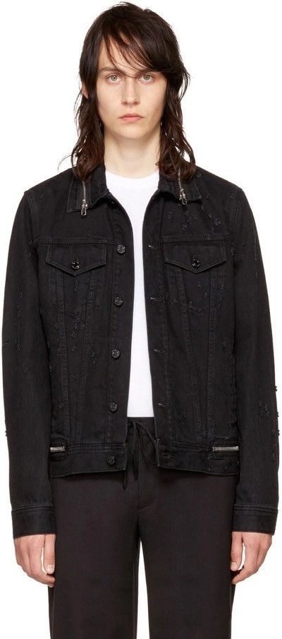 Givenchy Givenchy distressed black denim zipper jacket Size US S / EU 44-46 / 1 - 19 Thumbnail