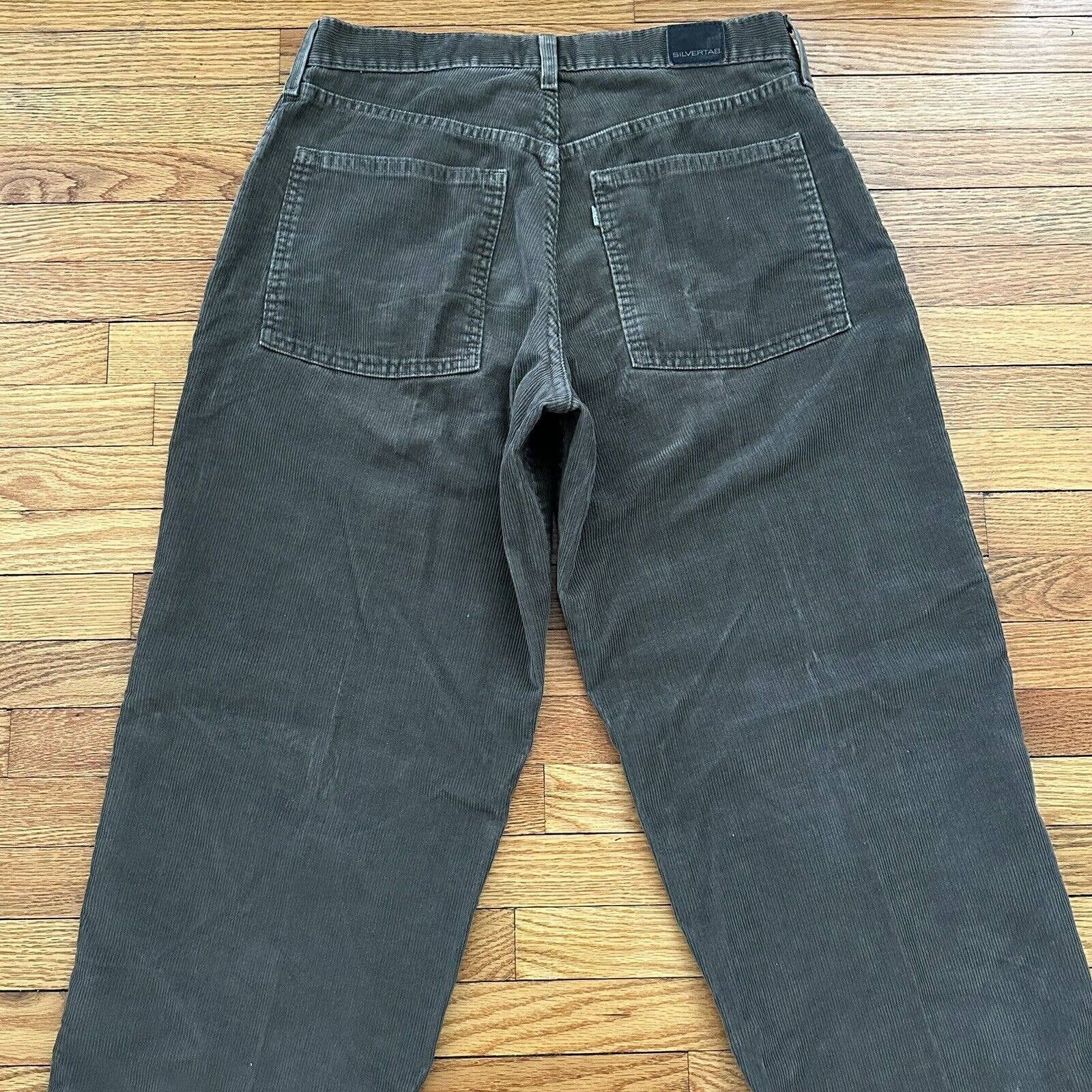 Vintage 90s Levi's Silvertab Gray Baggy Corduroy Pants 33x32
