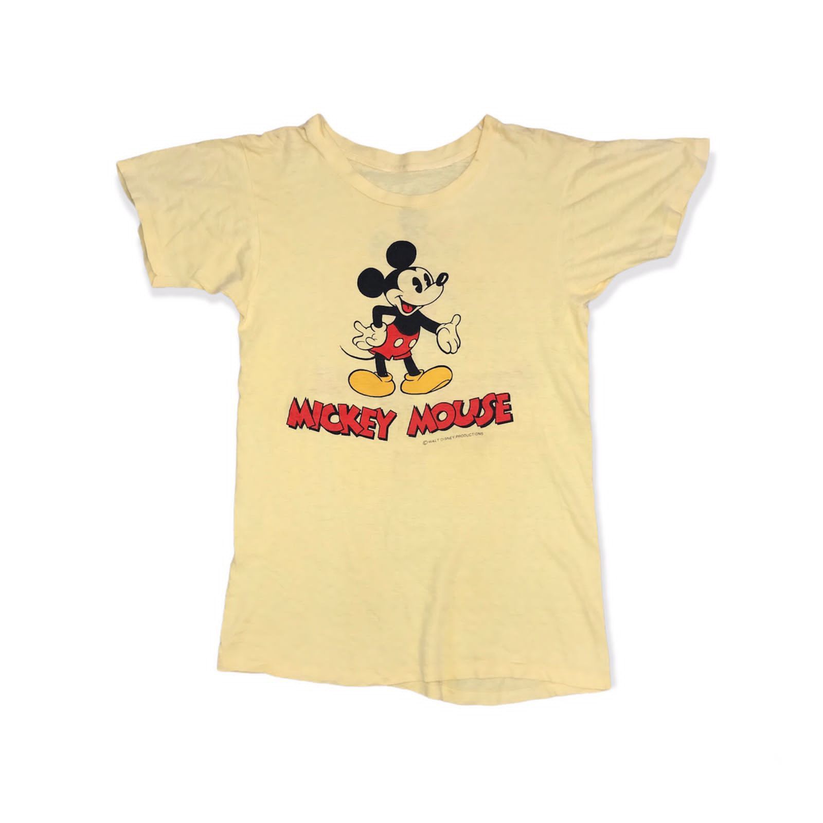 Image of Disney x Mickey Mouse Vintage Mickey Mouse Double Side Tee Wear By Freddie Mercury in Yellow (Size 