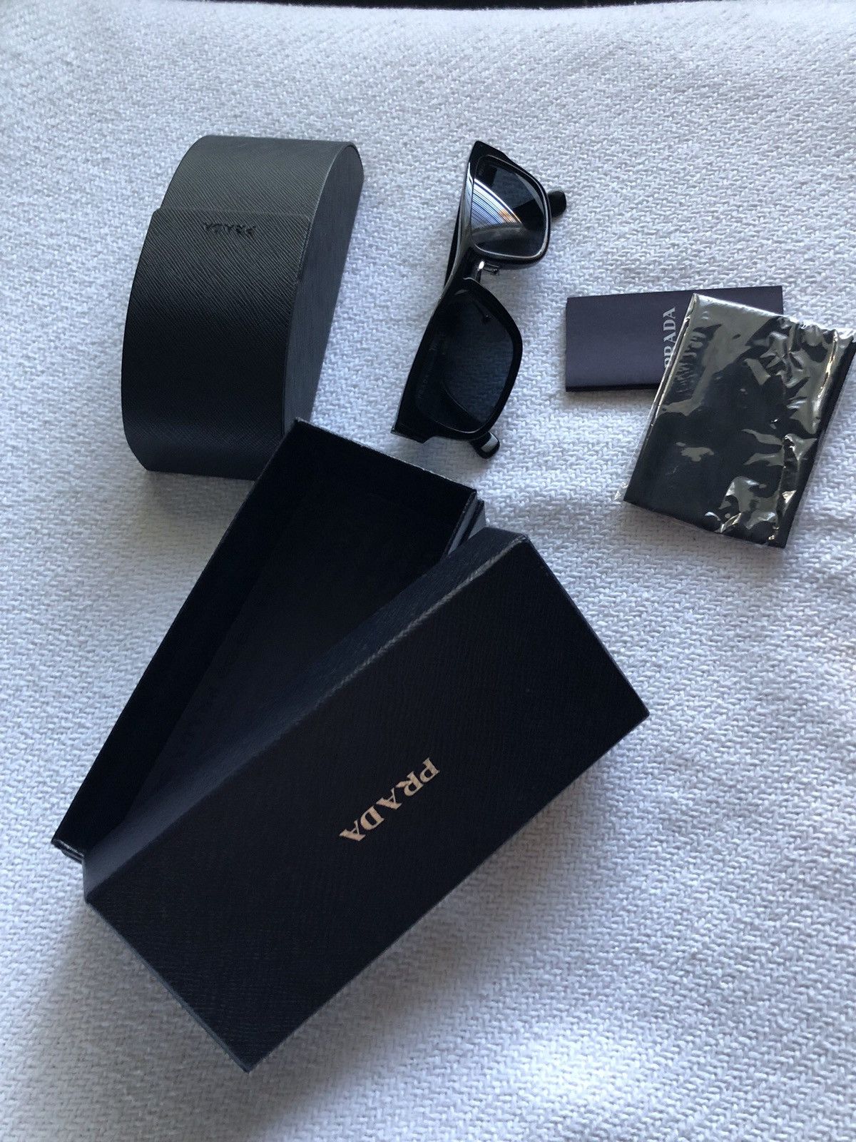 image of Prada Rectangular Frame Boxy Sunglasses Shades in Black, Men's