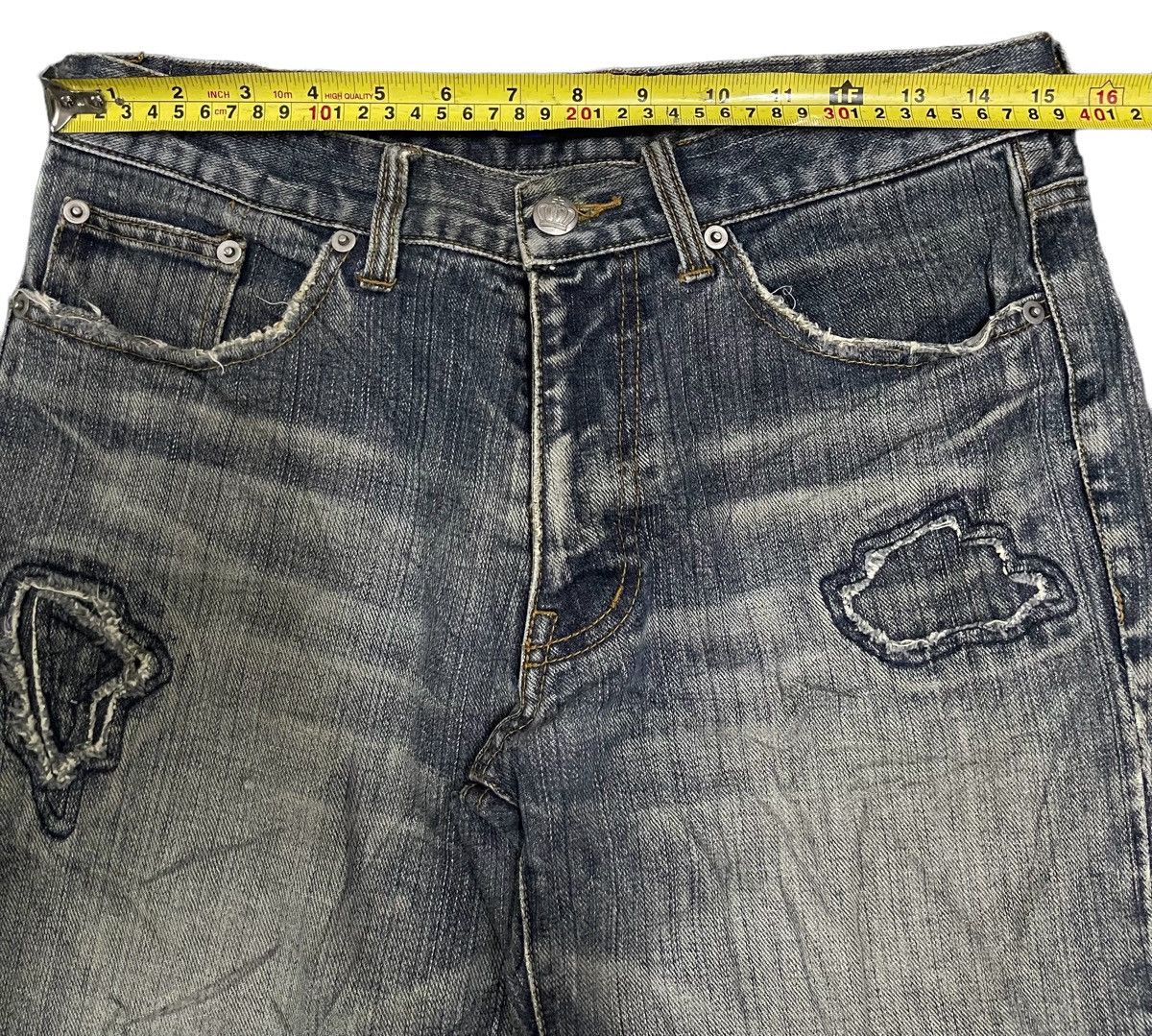 If Six Was Nine Vintage Japanese Brand Patchwork Style Distressed Jeans Size US 31 - 10 Thumbnail