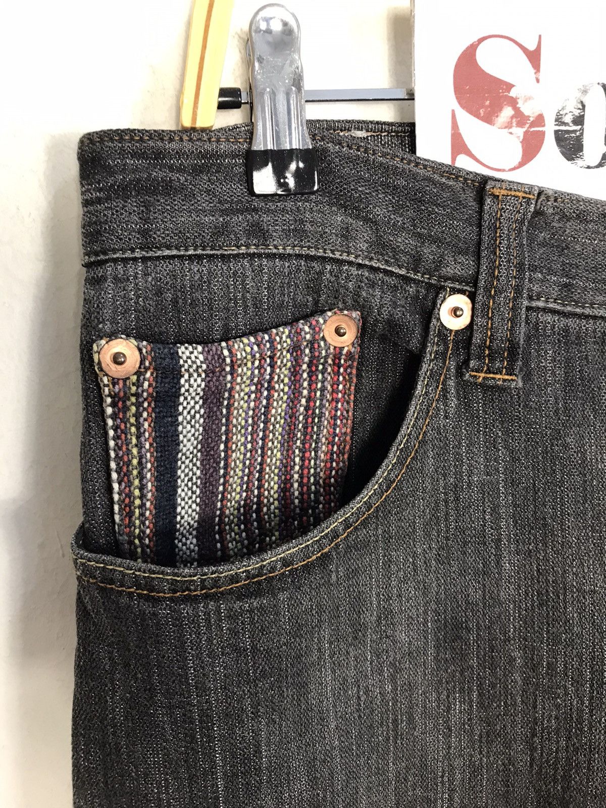 Japanese Brand × Vintage Vintage Hand Tailored Denim Art Pocket Design Size US 34 / EU 50 - 7 Thumbnail