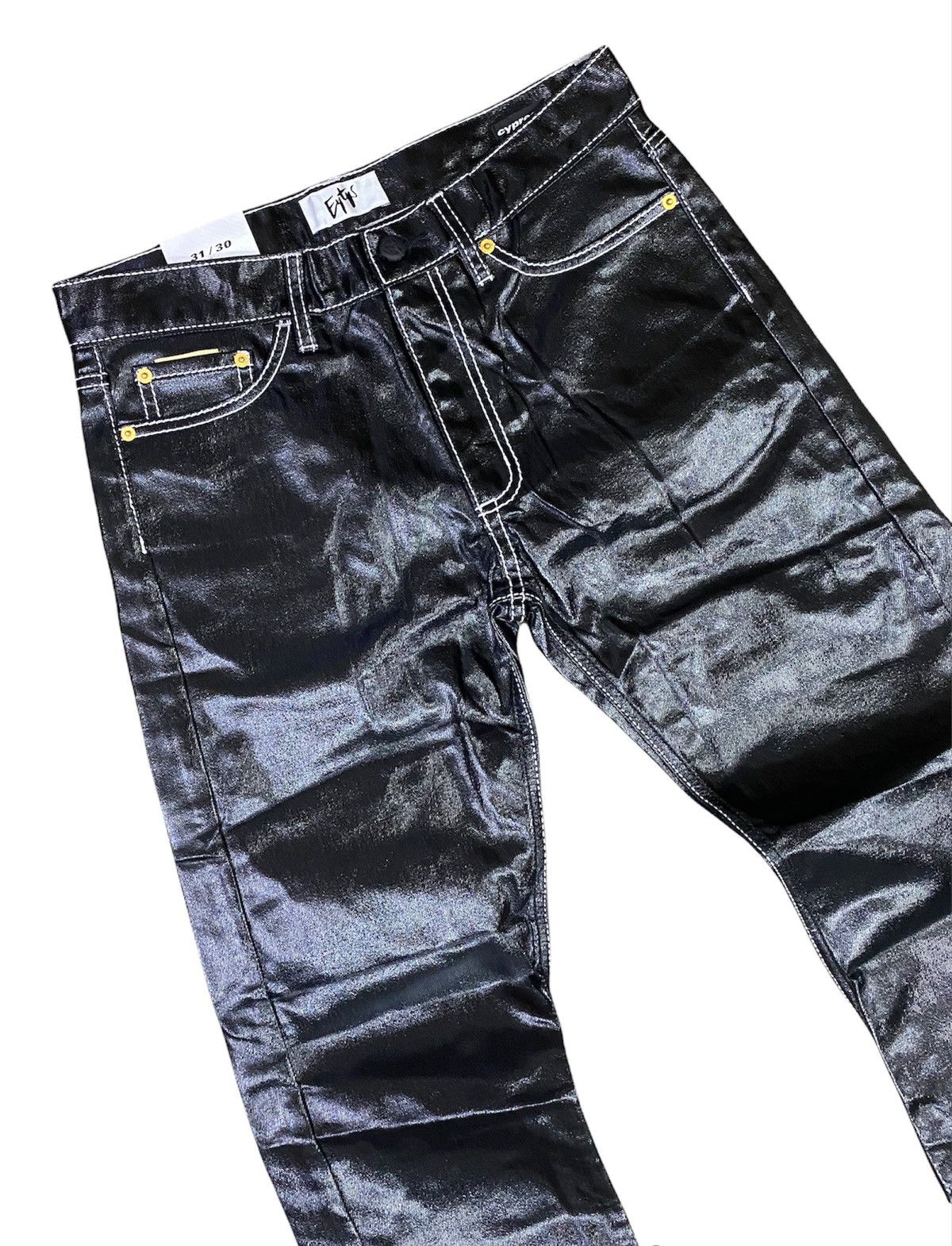 image of Eytys Contrast Stitch Cypress Tar Denim in Black, Men's (Size 32)