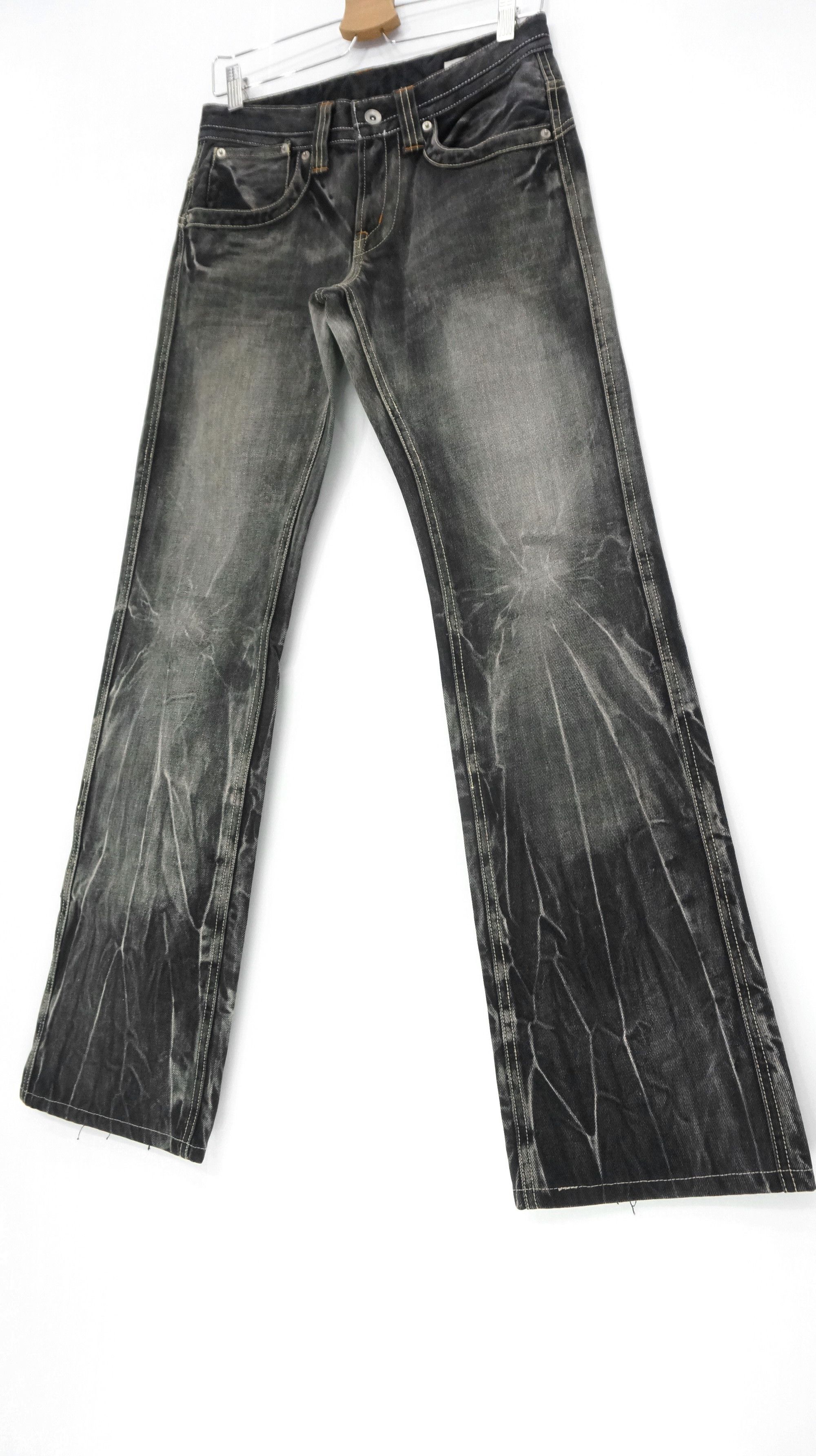 Flare 🔥 Semantic Design Vintage Faded Black Acid Wash Jeans