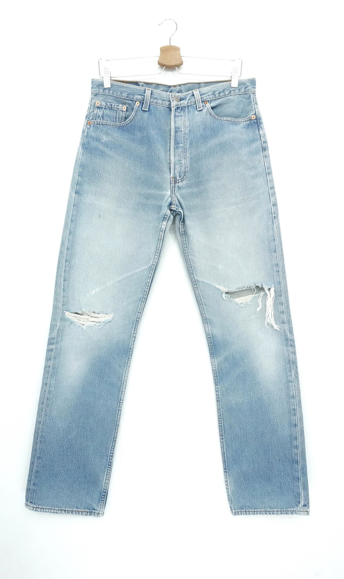 Levi's Vintage Clothing Levi's 501 Vintage 90s Distressed Irregular Jeans LF16 Size US 33 - 1 Thumbnail