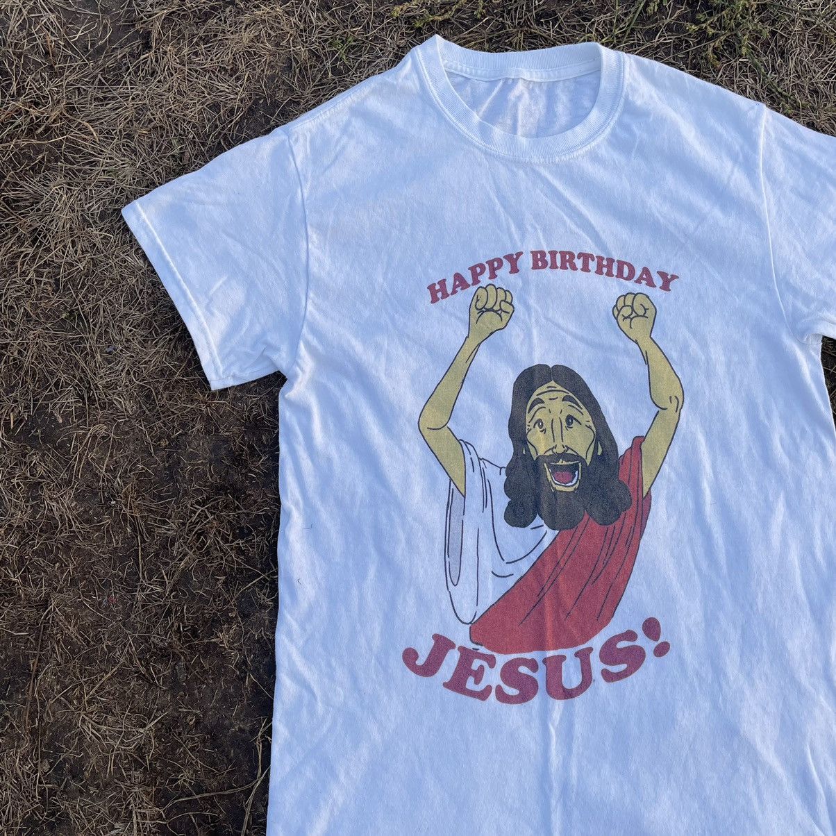 Vintage Vintage Y2K Faded Graphic Tee Religion Jesus Happy Birthday Size US M / EU 48-50 / 2 - 3 Thumbnail