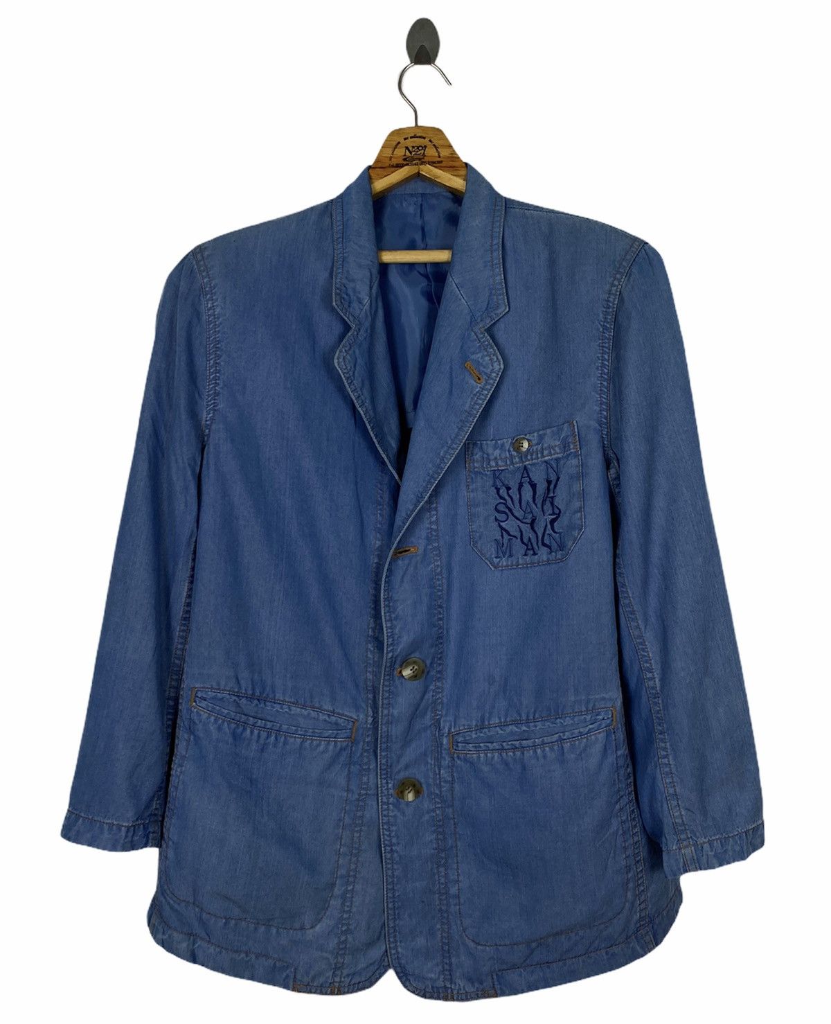 image of Kansai Yamamoto Vintage Kansai Man Denim Jacket Style in Blue, Men's (Size Medium)