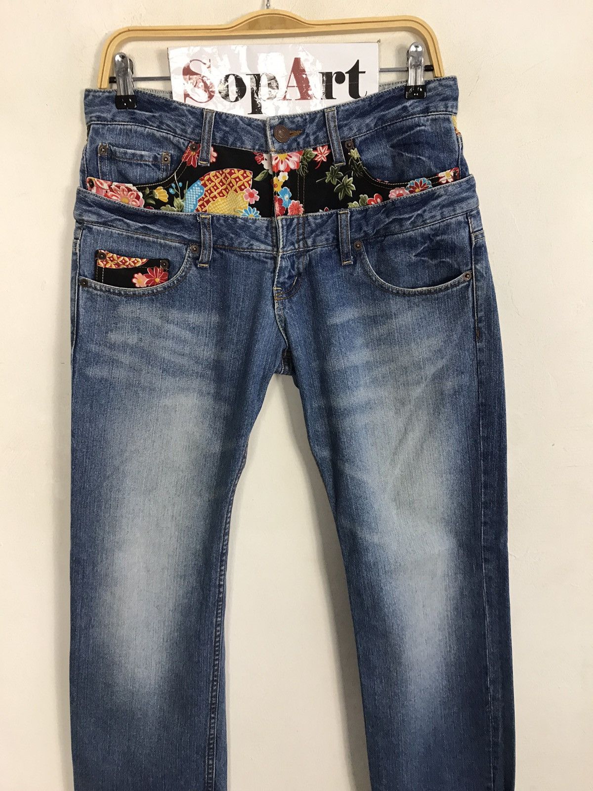 Japanese Brand Vintage Dominate Handcrafted Jeans Flowers Art Design Size US 31 - 3 Thumbnail
