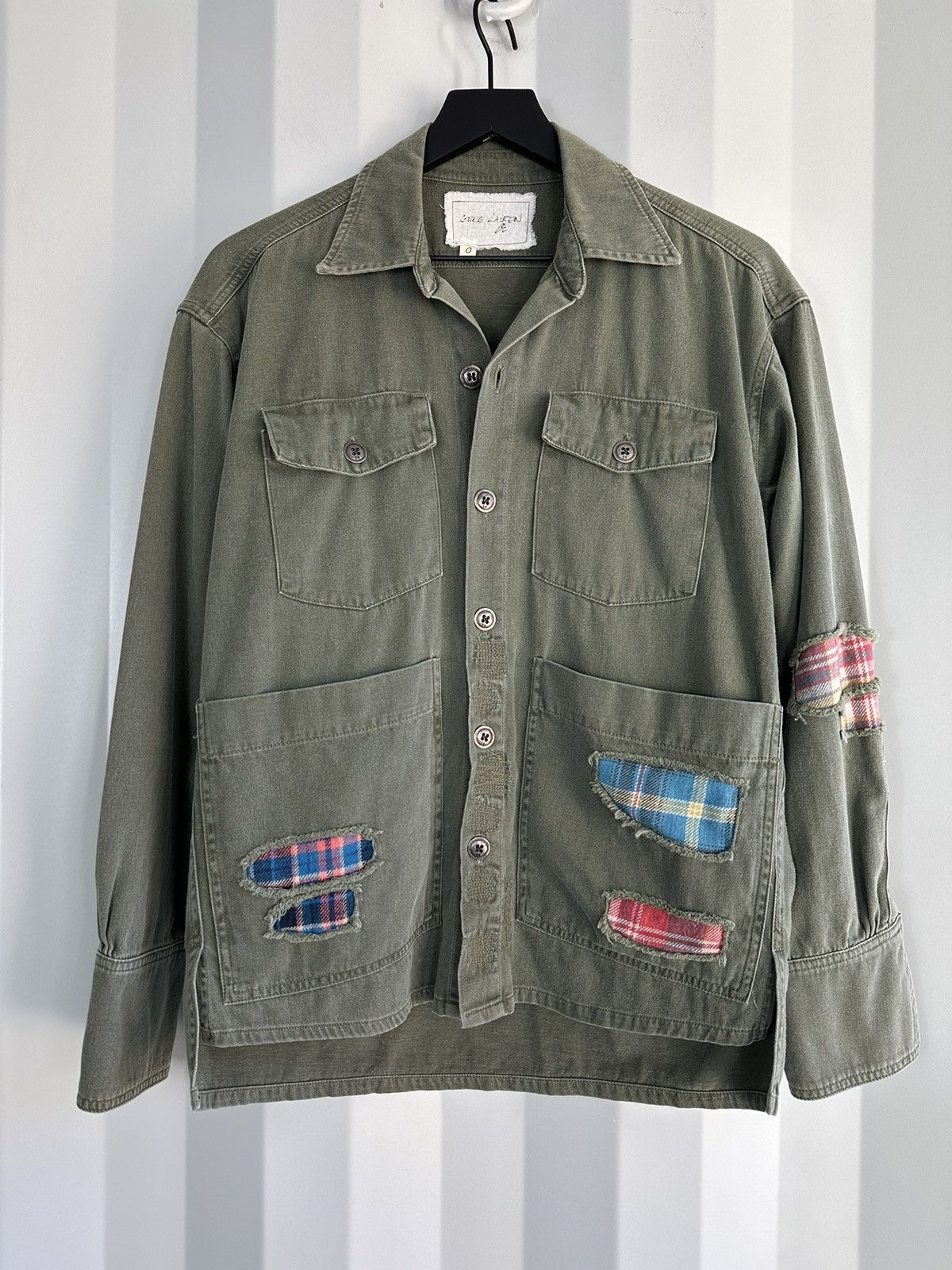 Greg Lauren Boxy Studio Shirt Jacket Flannel Patch | Grailed