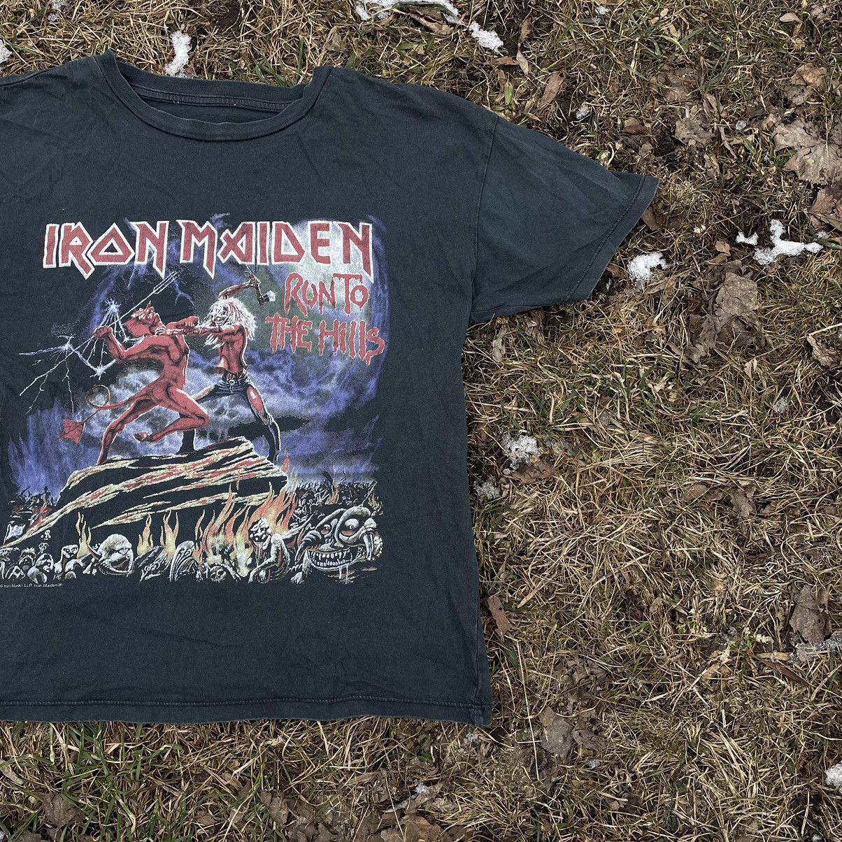Vintage Vintage 90s Iron Maiden Sun Faded Band Tee Grunge Graphic M Size US M / EU 48-50 / 2 - 2 Thumbnail