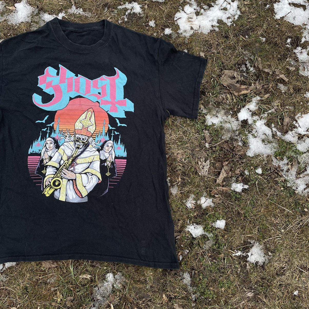 Vintage Vintage 90s Ghost Band Graphic Tee Sun Faded Grunge Boxy M Size US M / EU 48-50 / 2 - 2 Thumbnail