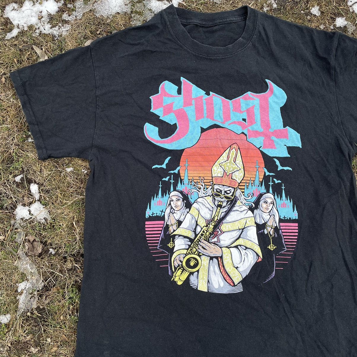 Vintage Vintage 90s Ghost Band Graphic Tee Sun Faded Grunge Boxy M Size US M / EU 48-50 / 2 - 3 Thumbnail