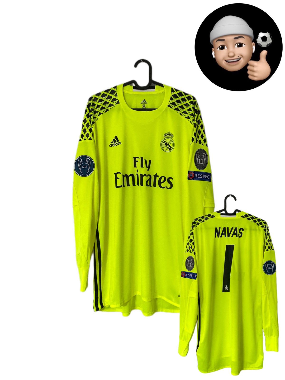 Adidas 2015 2016 GAME ISSUE Real Madrid Navas Home Soccer Jersey Size US L / EU 52-54 / 3 - 1 Thumbnail