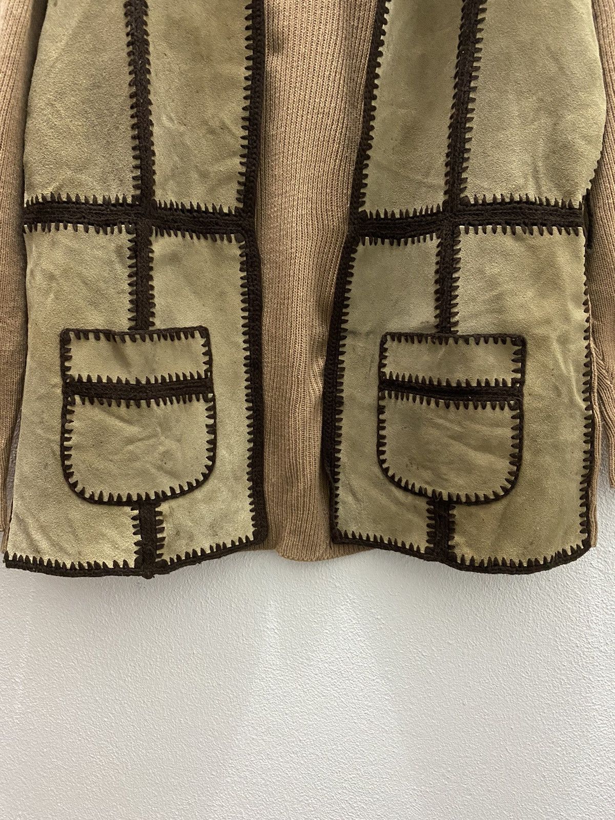 Japanese Brand BANFF SWEATER BEE LEATHER KNITWEAR JACKET Size US L / EU 52-54 / 3 - 4 Thumbnail