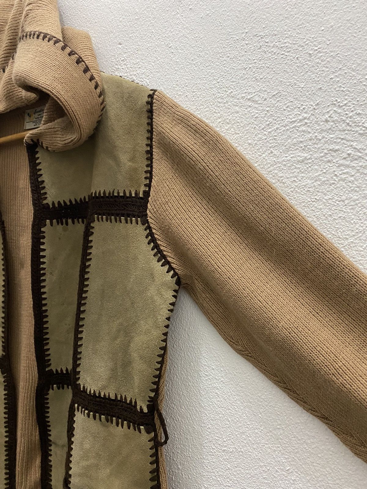 Japanese Brand BANFF SWEATER BEE LEATHER KNITWEAR JACKET Size US L / EU 52-54 / 3 - 5 Thumbnail