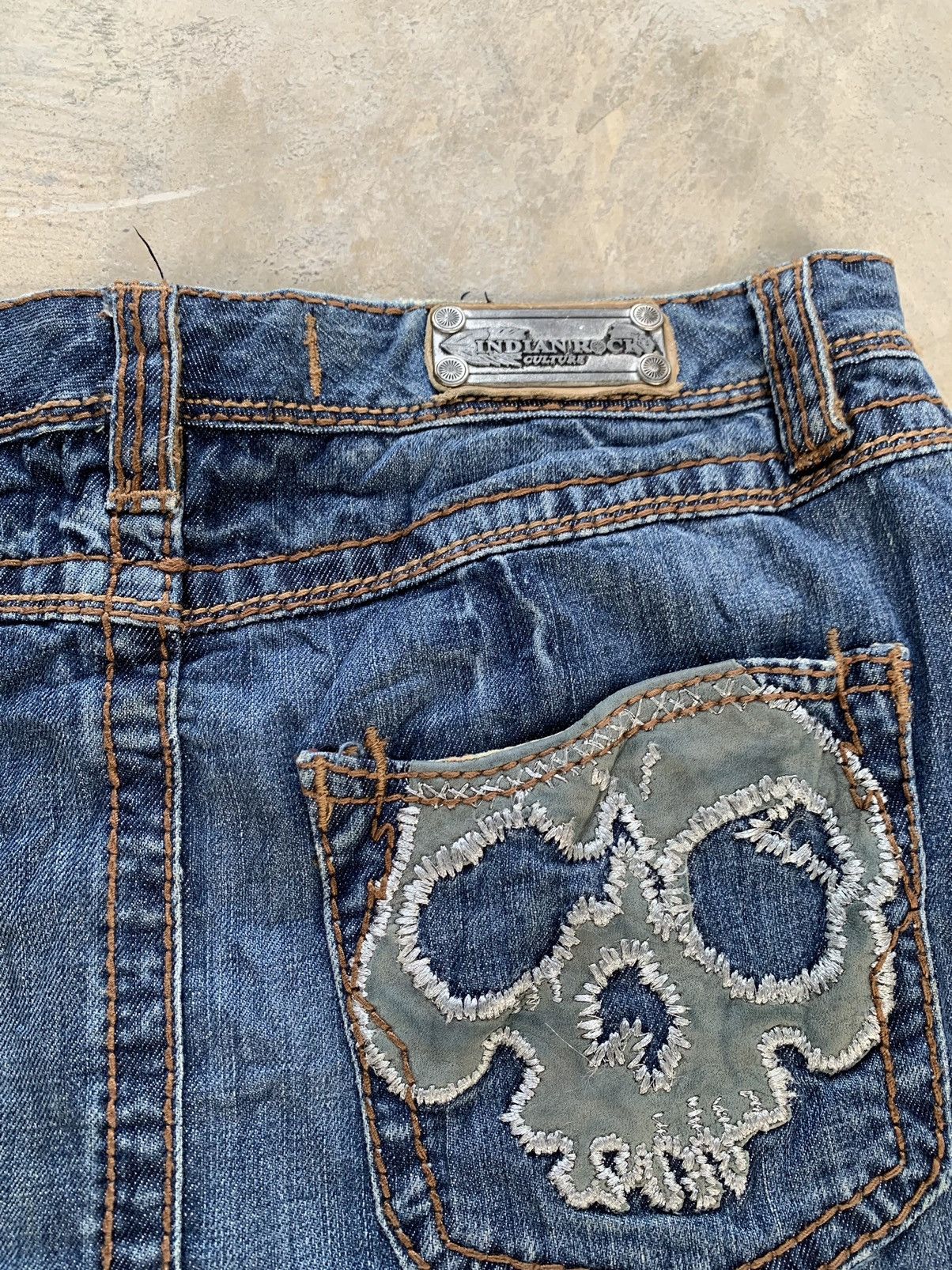 Vintage Vintage indian rock culture denim skirt nice design Size 29" - 3 Thumbnail