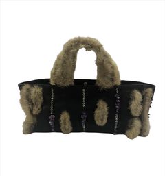 SIMONETTA RAVIZZA Tracolla Candy Mink fur grey pink shoulder strap