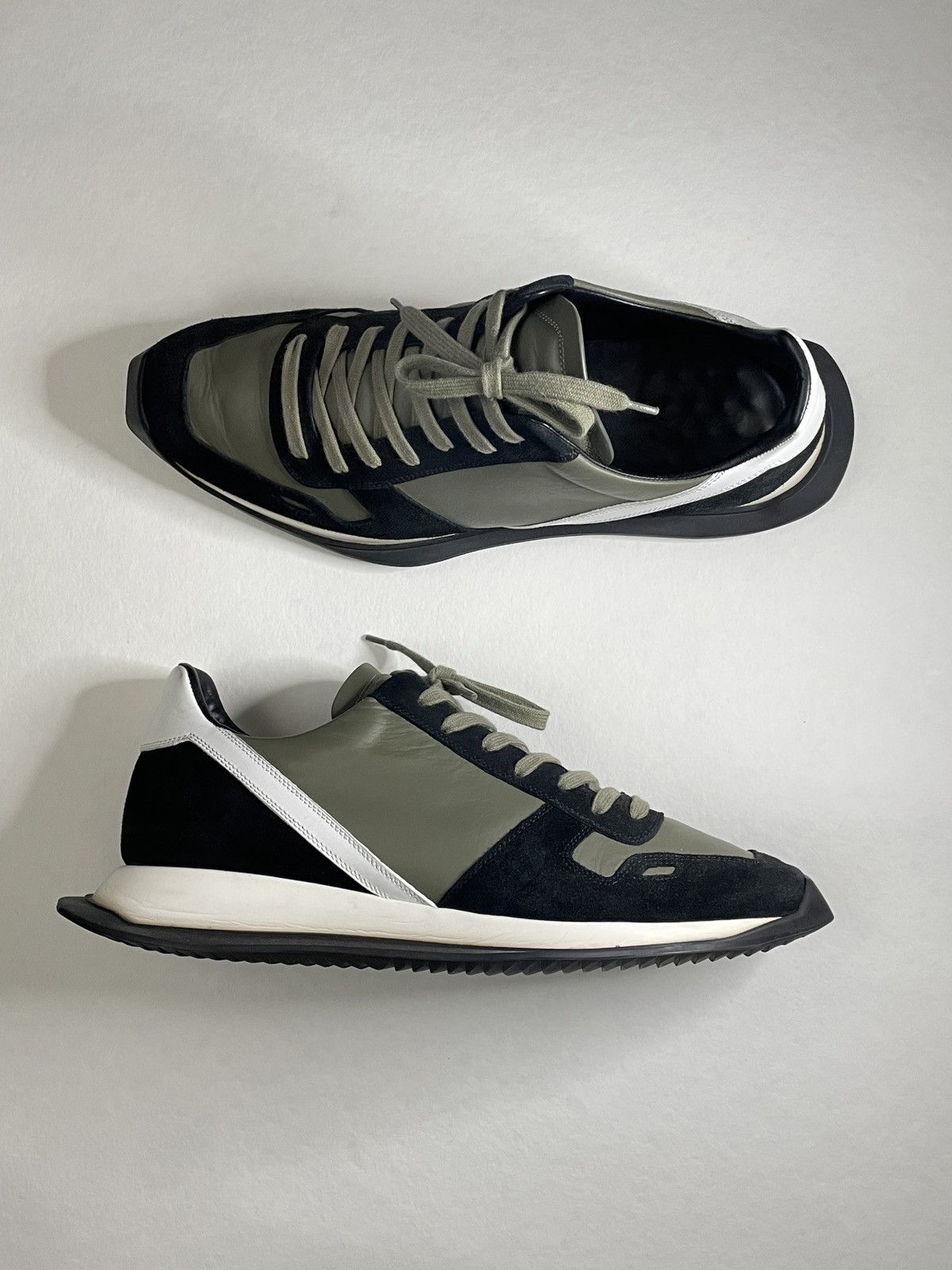 Rick Owens Runner Oblique Lace Up Low Top Sneakers Size US 11 / EU 44 - 3 Thumbnail