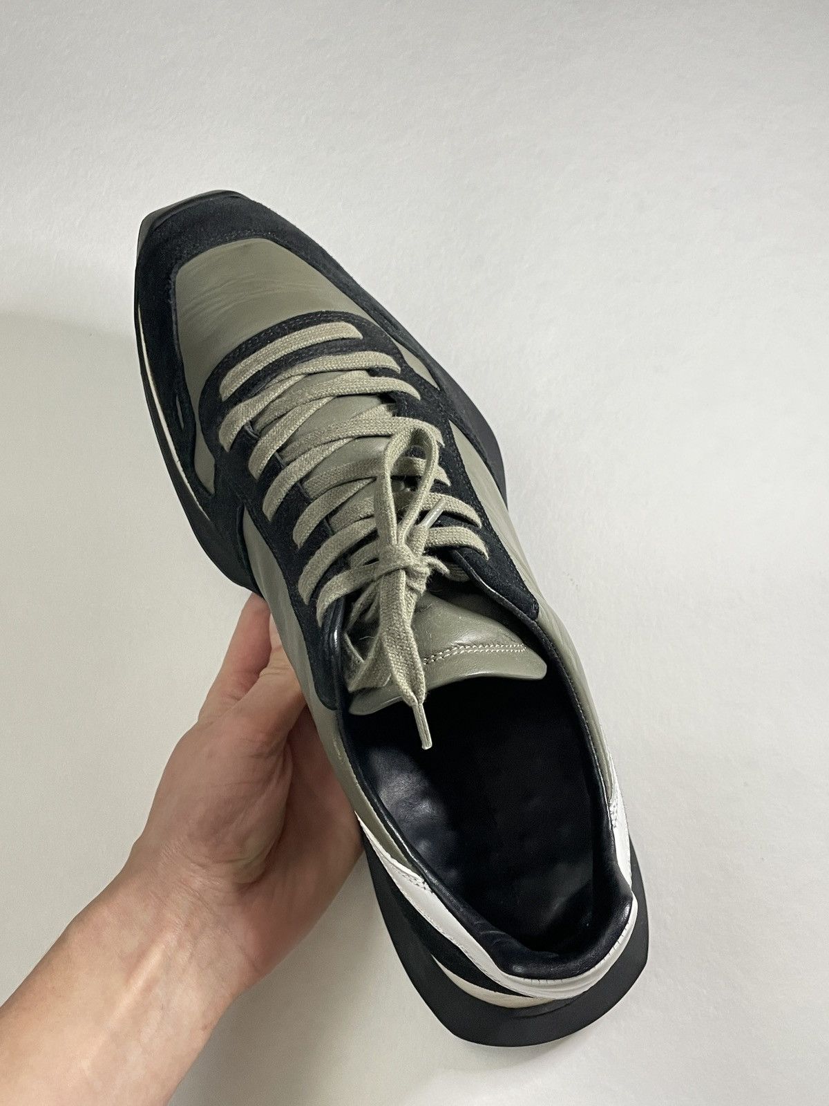 Rick Owens Runner Oblique Lace Up Low Top Sneakers Size US 11 / EU 44 - 10 Thumbnail