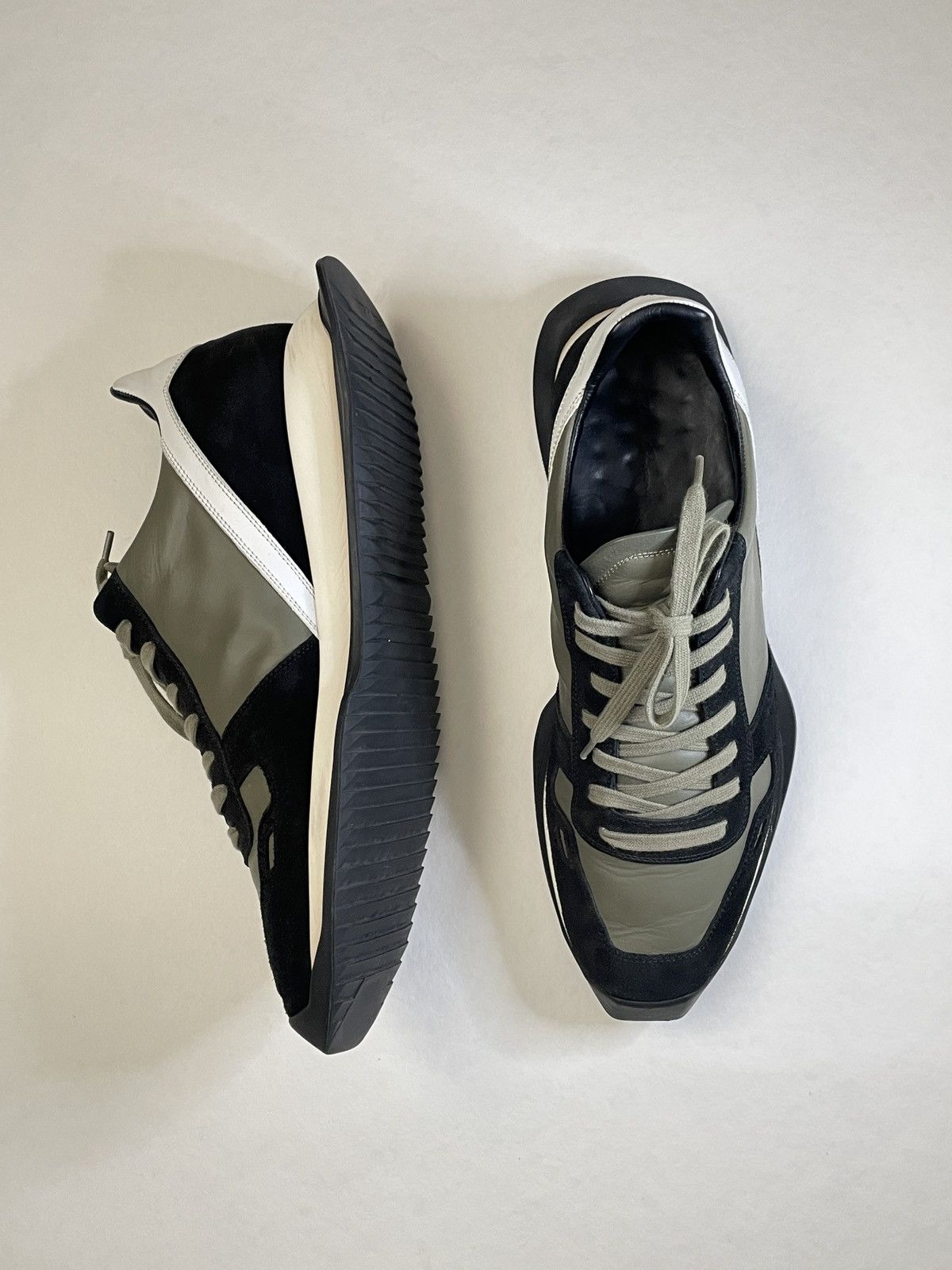 Rick Owens Runner Oblique Lace Up Low Top Sneakers Size US 11 / EU 44 - 2 Thumbnail
