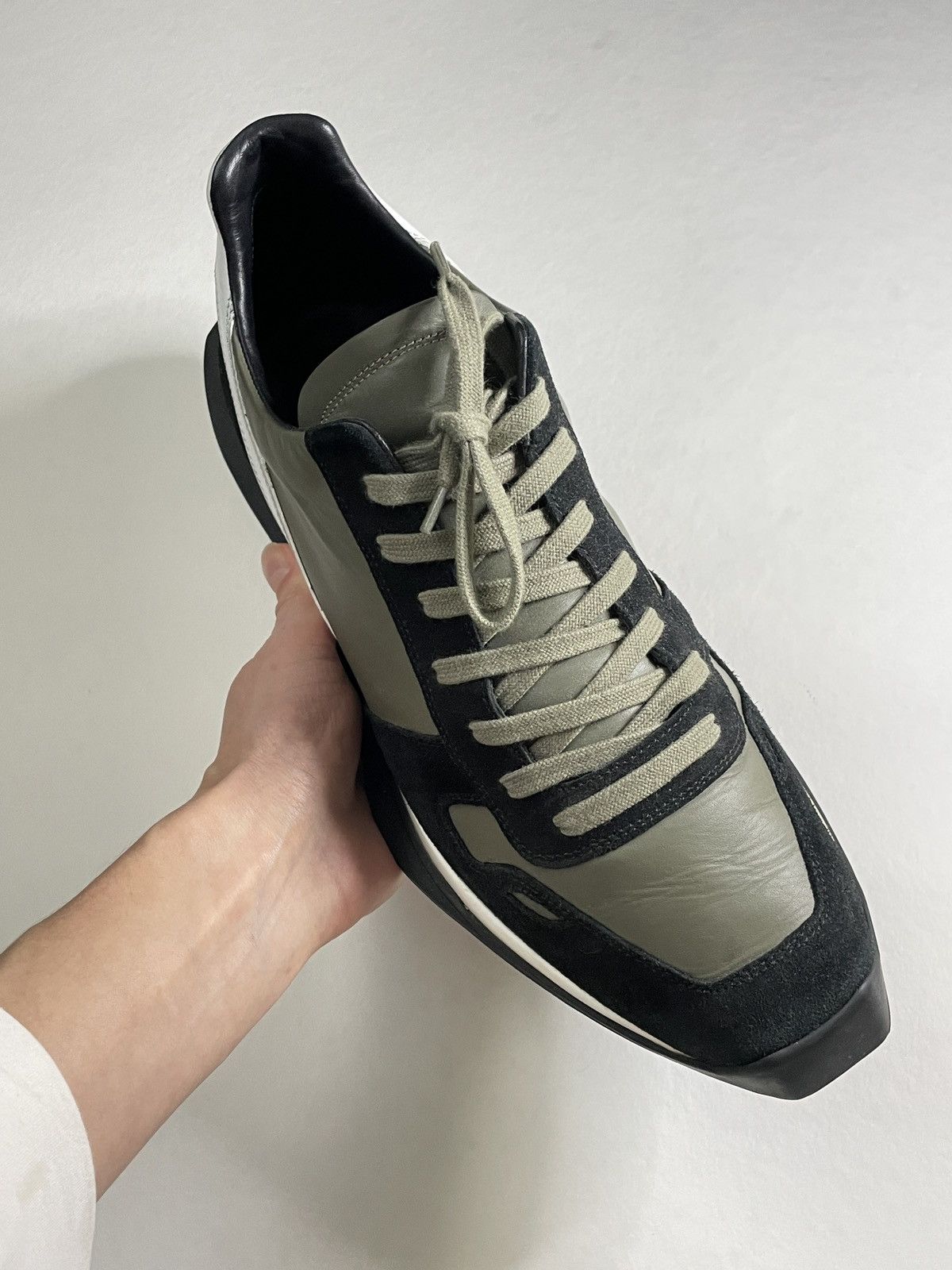 Rick Owens Runner Oblique Lace Up Low Top Sneakers Size US 11 / EU 44 - 5 Thumbnail