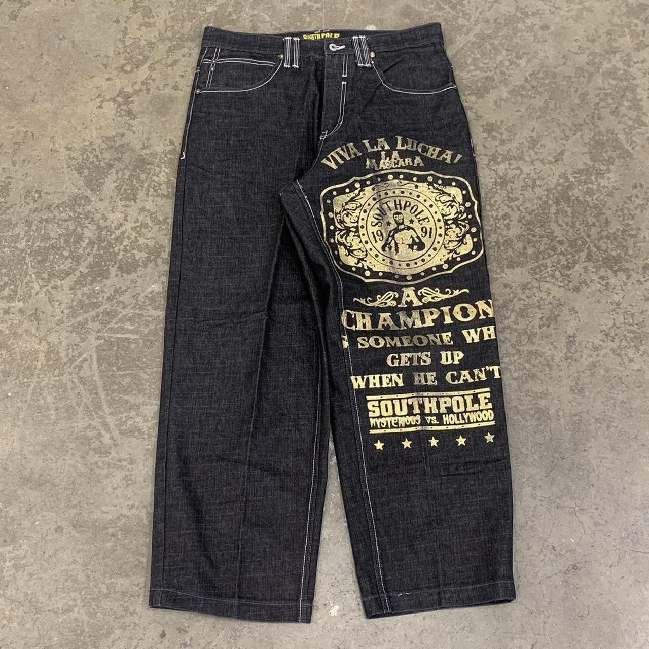 vintage Y2K SouthPole nucha libre flames baggy jeans