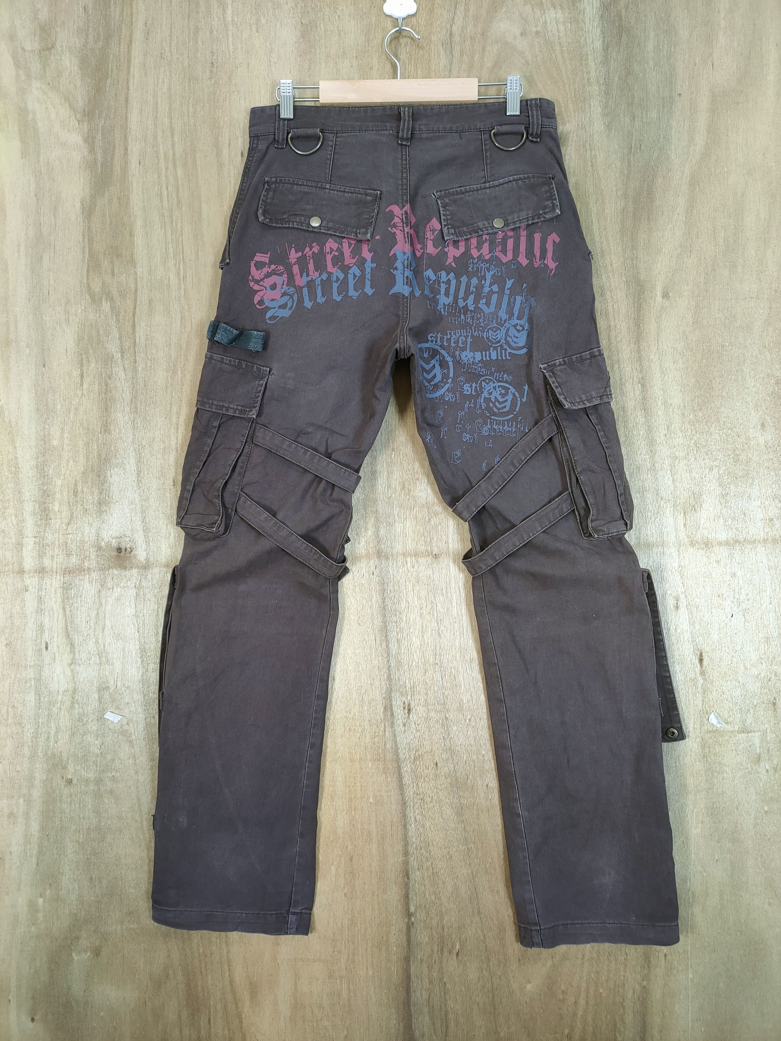 Japanese Brand VINTAGE STREET REPUBLIC BONDAGE CARGO PANTS Size US 31 - 7 Thumbnail