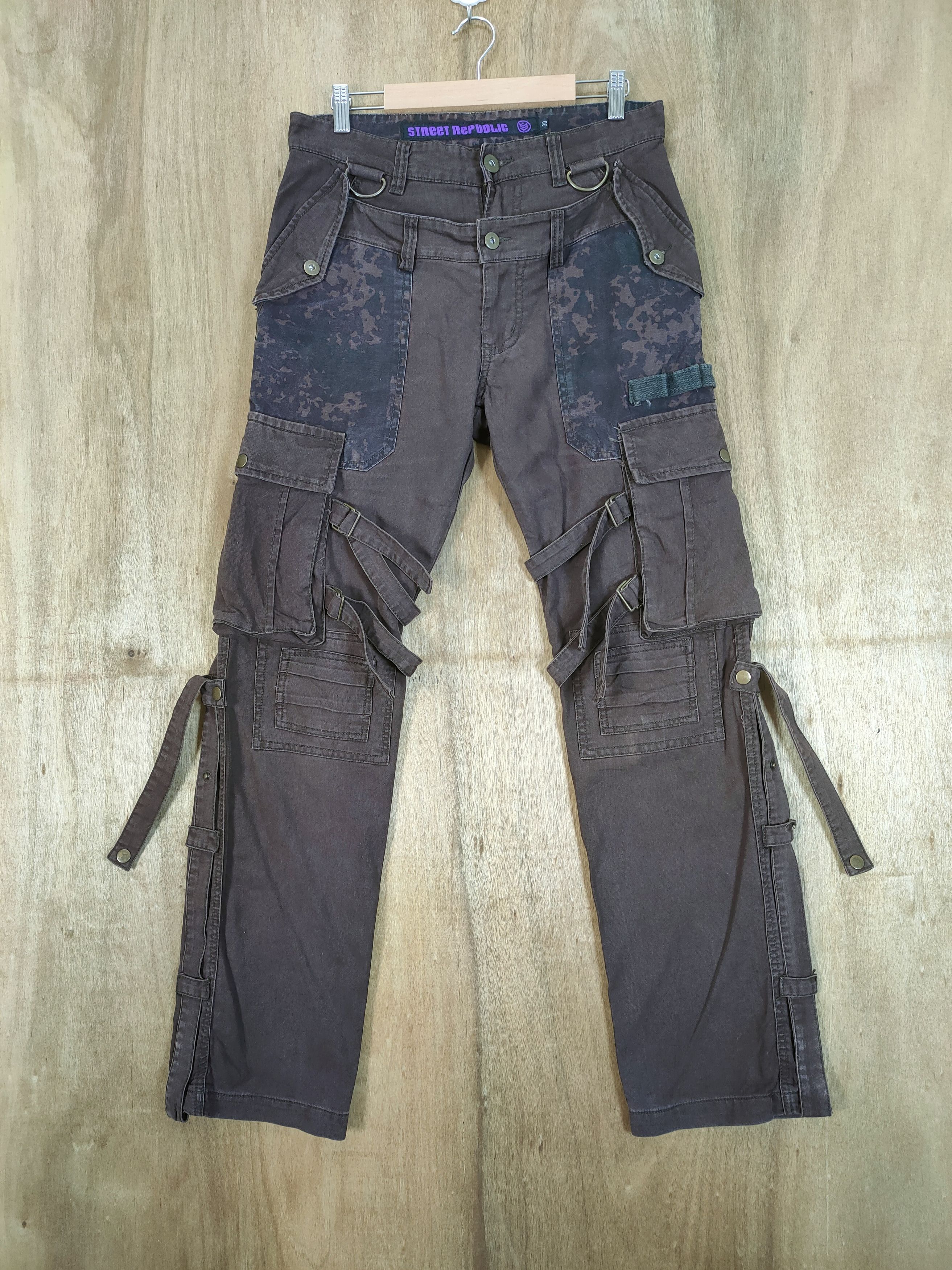 Japanese Brand VINTAGE STREET REPUBLIC BONDAGE CARGO PANTS Size US 31 - 1 Thumbnail