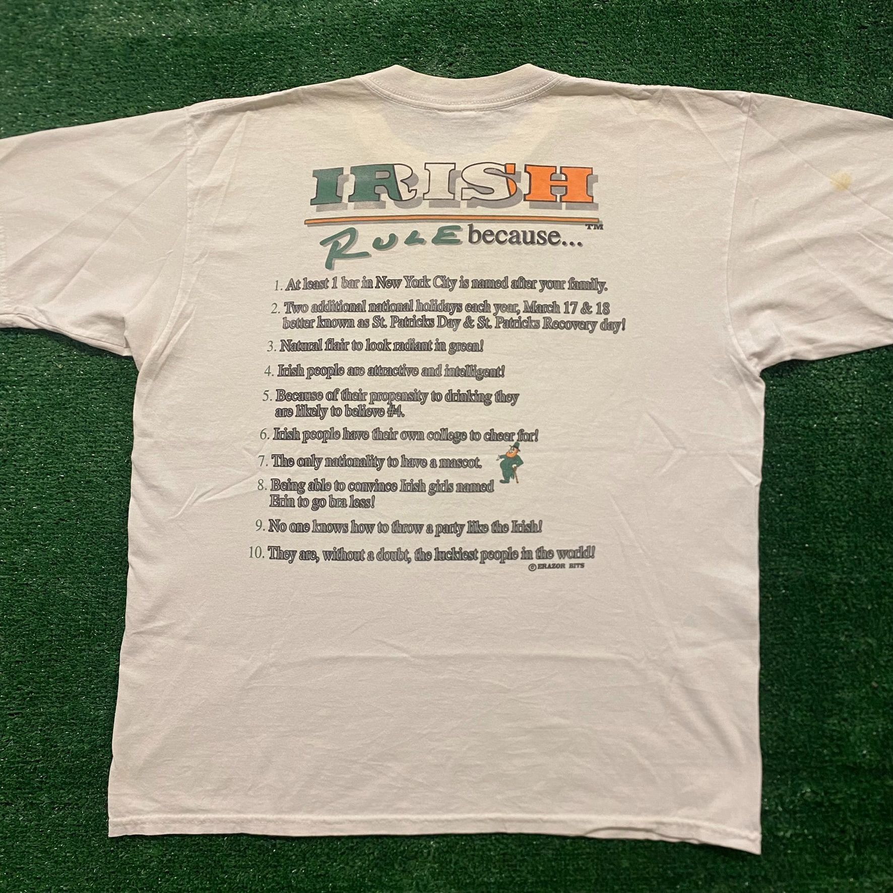 Vintage Ireland Irish Humor Vintage 90s Funny T-Shirt Size US XL / EU 56 / 4 - 4 Thumbnail