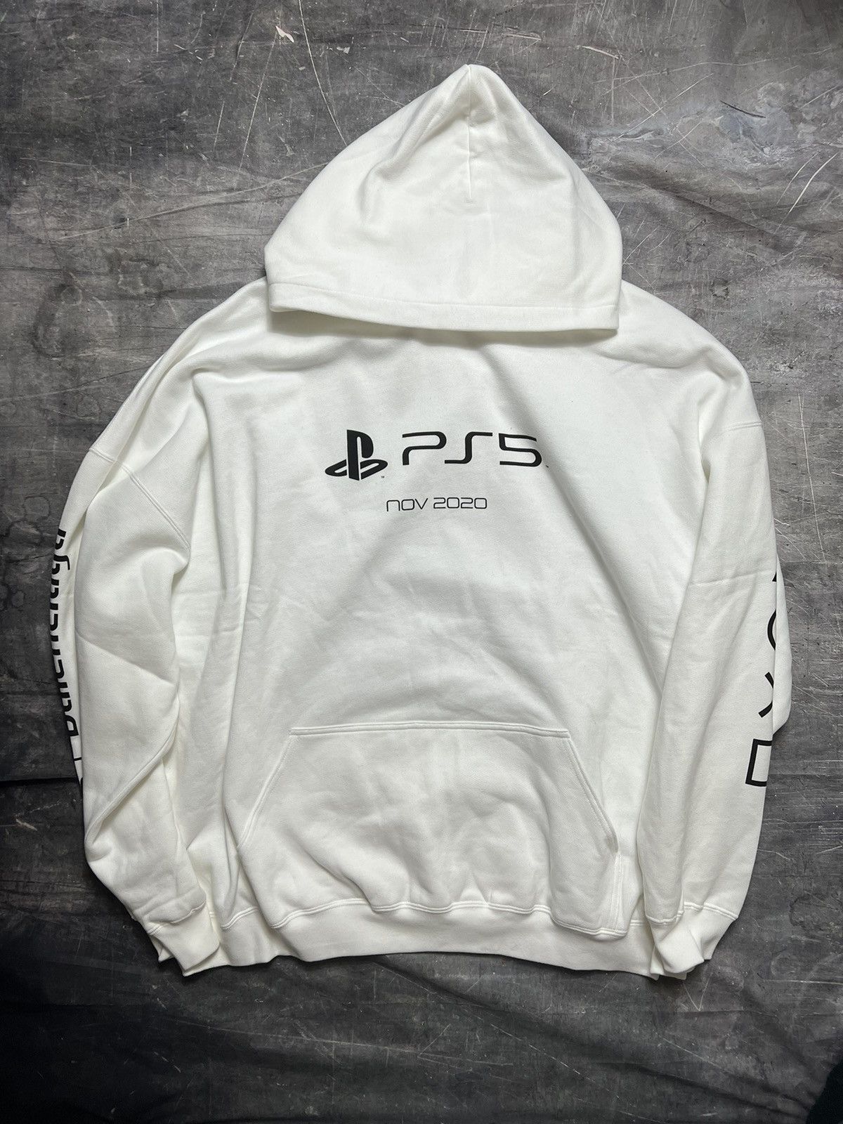 image of Balenciaga Playstation Logo Hoodie in White, Men's (Size Large)