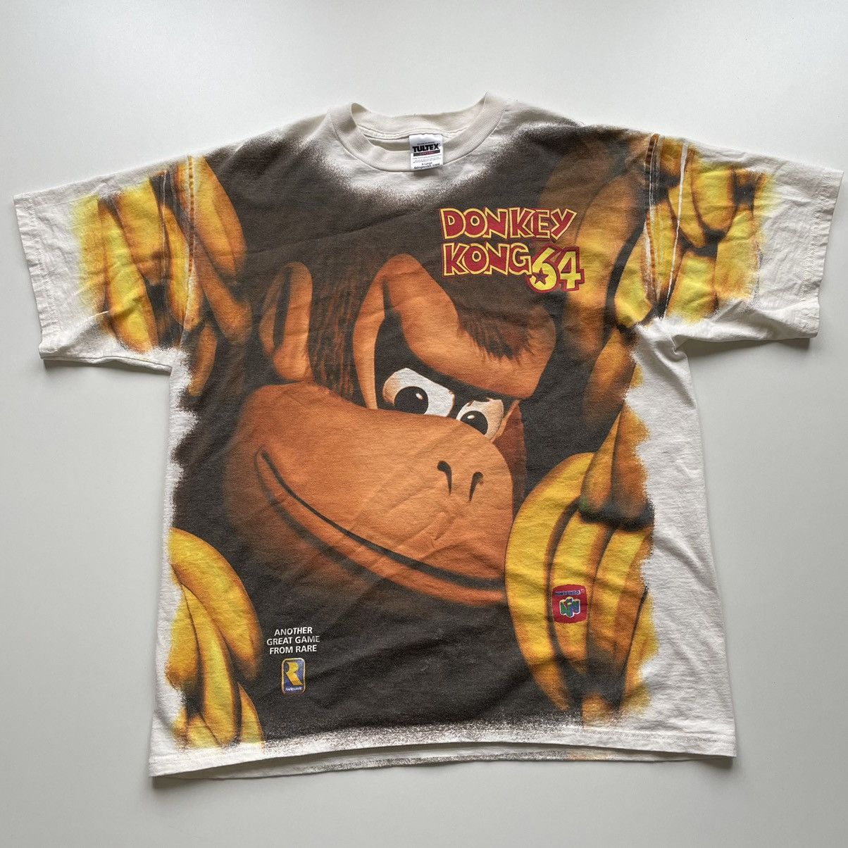 image of Nintendo x Vintage 90's Donkey Kong 64 Aop T Shirt Graphic in White, Men's (Size XL)