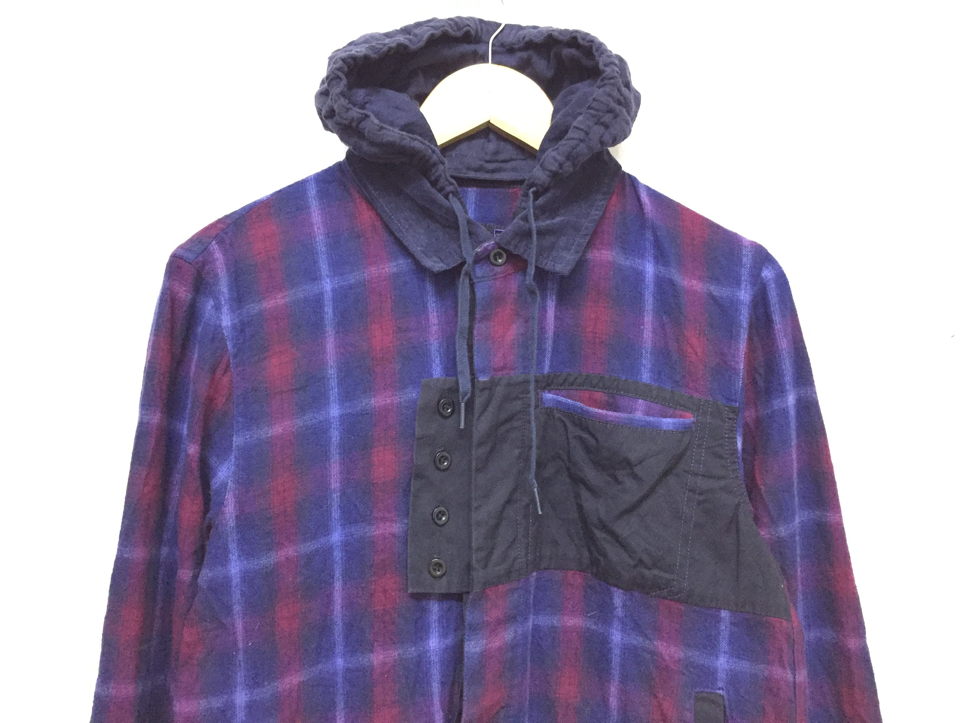 Marithe + Francois Girbaud MFG neon tartan button Flannel Removeable Hoodie Size US S / EU 44-46 / 1 - 2 Thumbnail