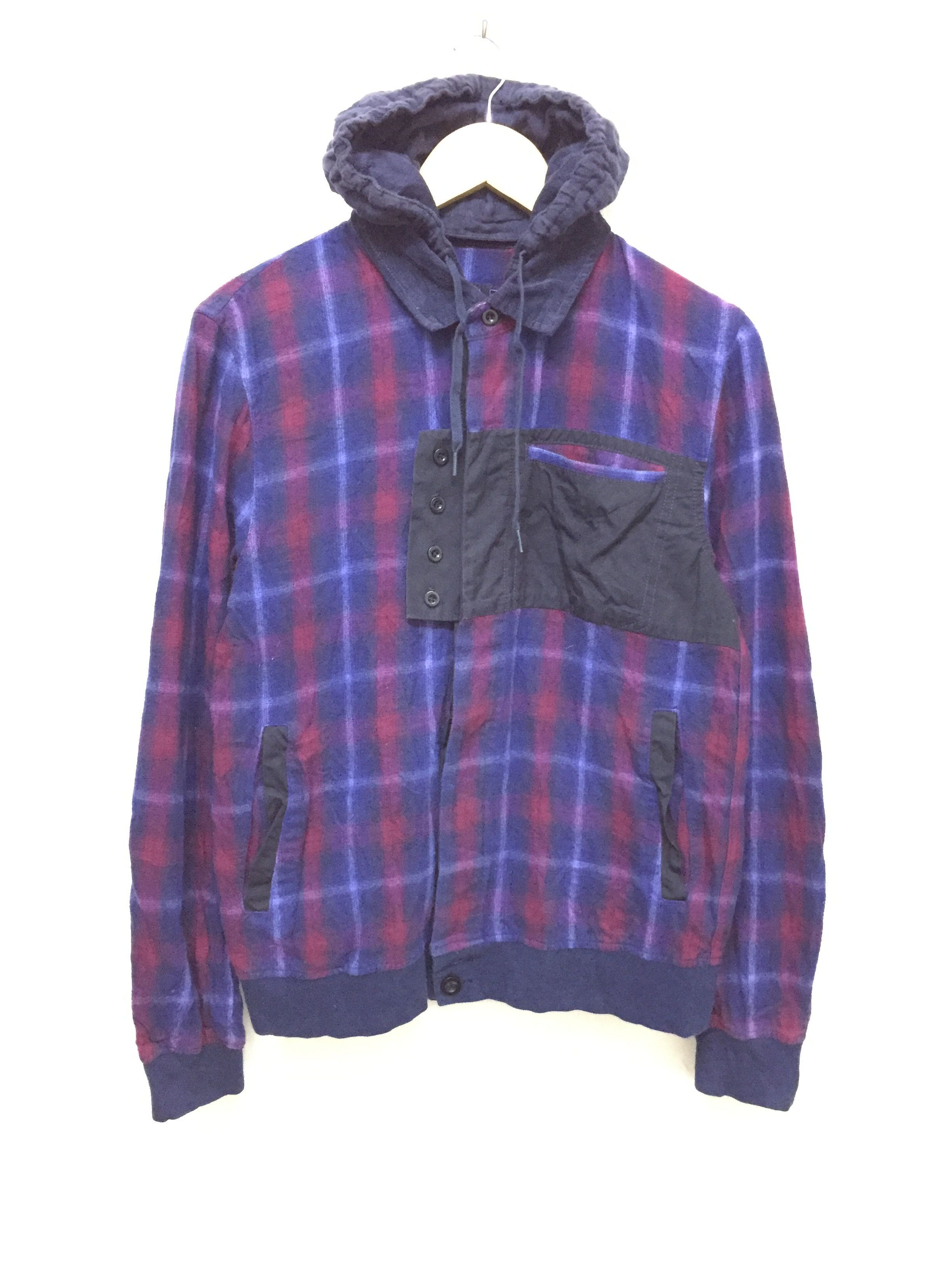 Marithe + Francois Girbaud MFG neon tartan button Flannel Removeable Hoodie Size US S / EU 44-46 / 1 - 1 Thumbnail