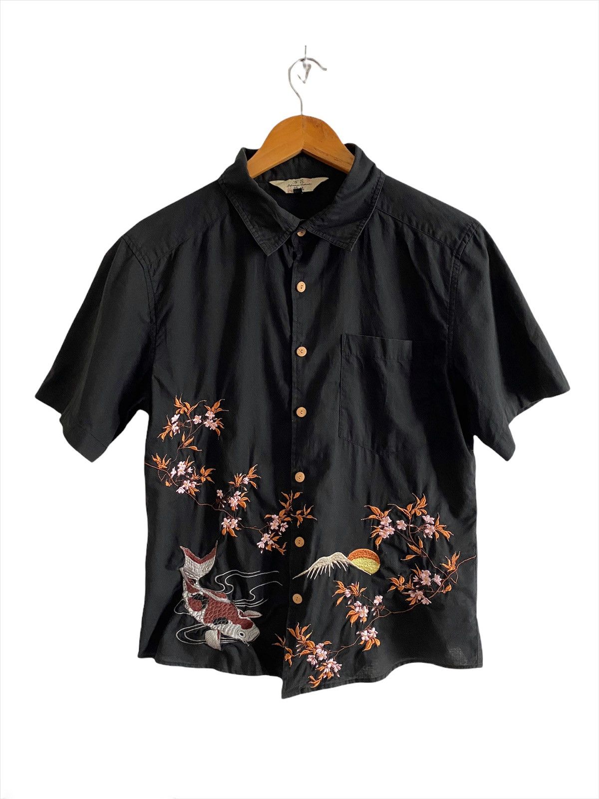 Japanese Brand × Vintage 🇯🇵 Traditional embroidery Koi Button Shirt design Rare Size US L / EU 52-54 / 3 - 1 Thumbnail