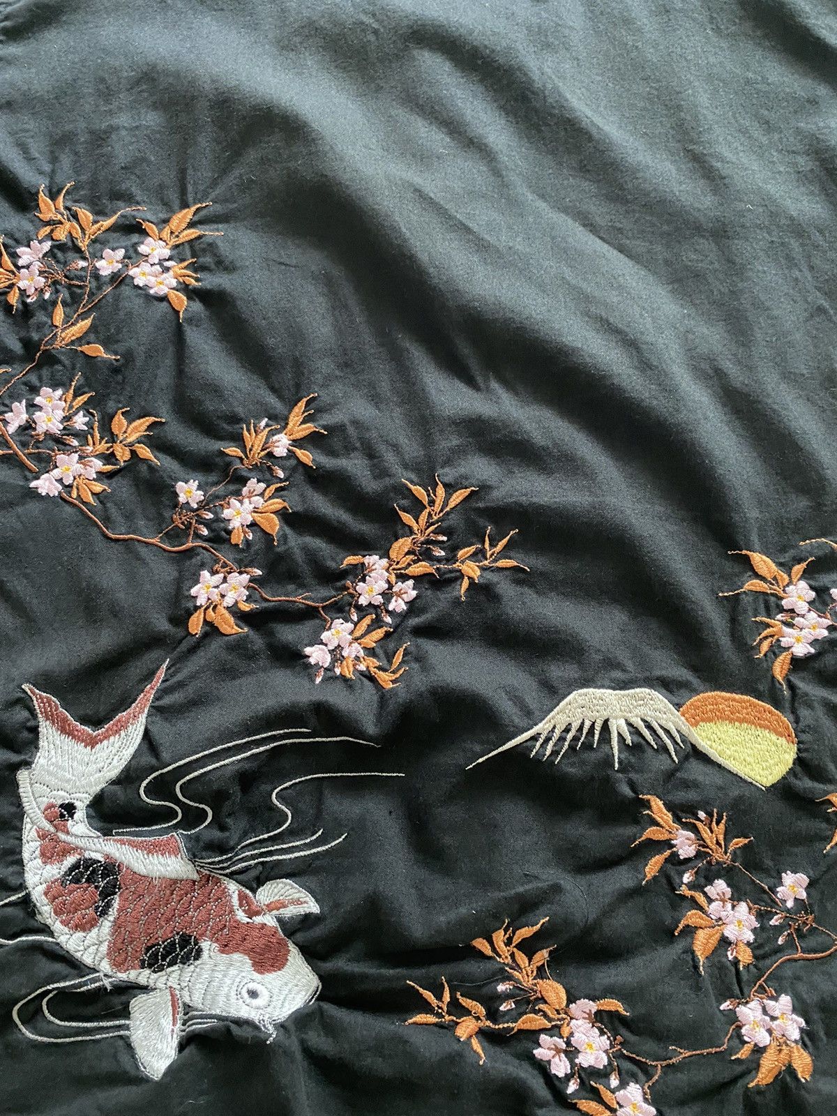 Japanese Brand × Vintage 🇯🇵 Traditional embroidery Koi Button Shirt design Rare Size US L / EU 52-54 / 3 - 11 Thumbnail