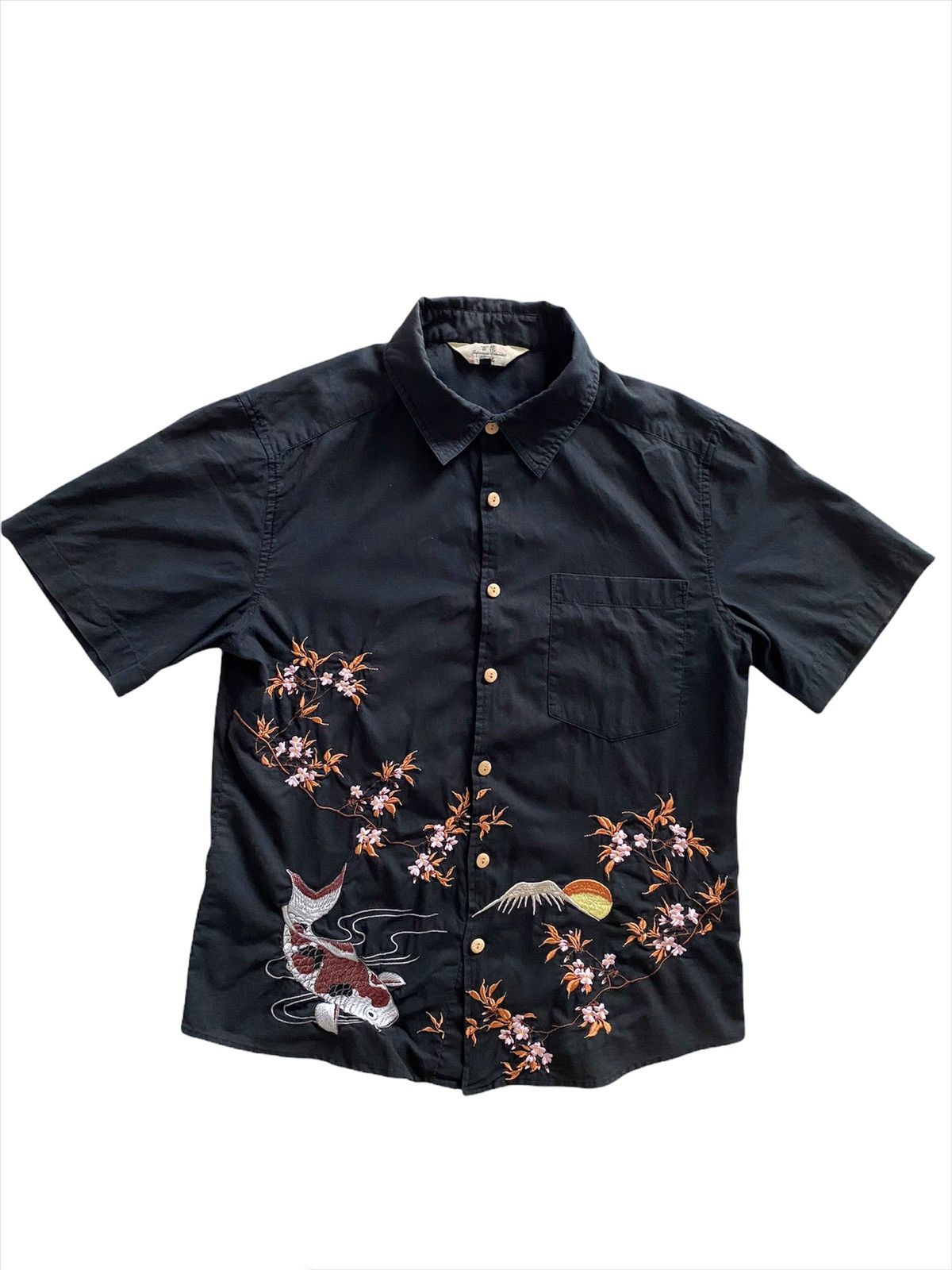 Japanese Brand × Vintage 🇯🇵 Traditional embroidery Koi Button Shirt design Rare Size US L / EU 52-54 / 3 - 3 Thumbnail