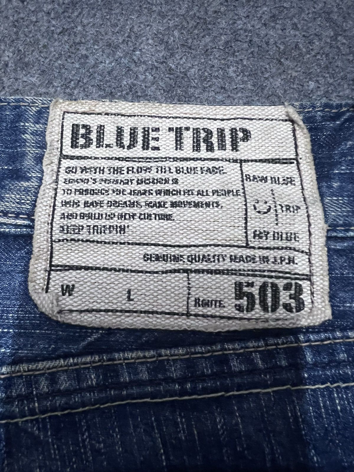 Japanese Brand FLARED💥EDWIN 503 BLUE TRIP DISTRESSED DENIM PANTS Size US 35 - 7 Thumbnail