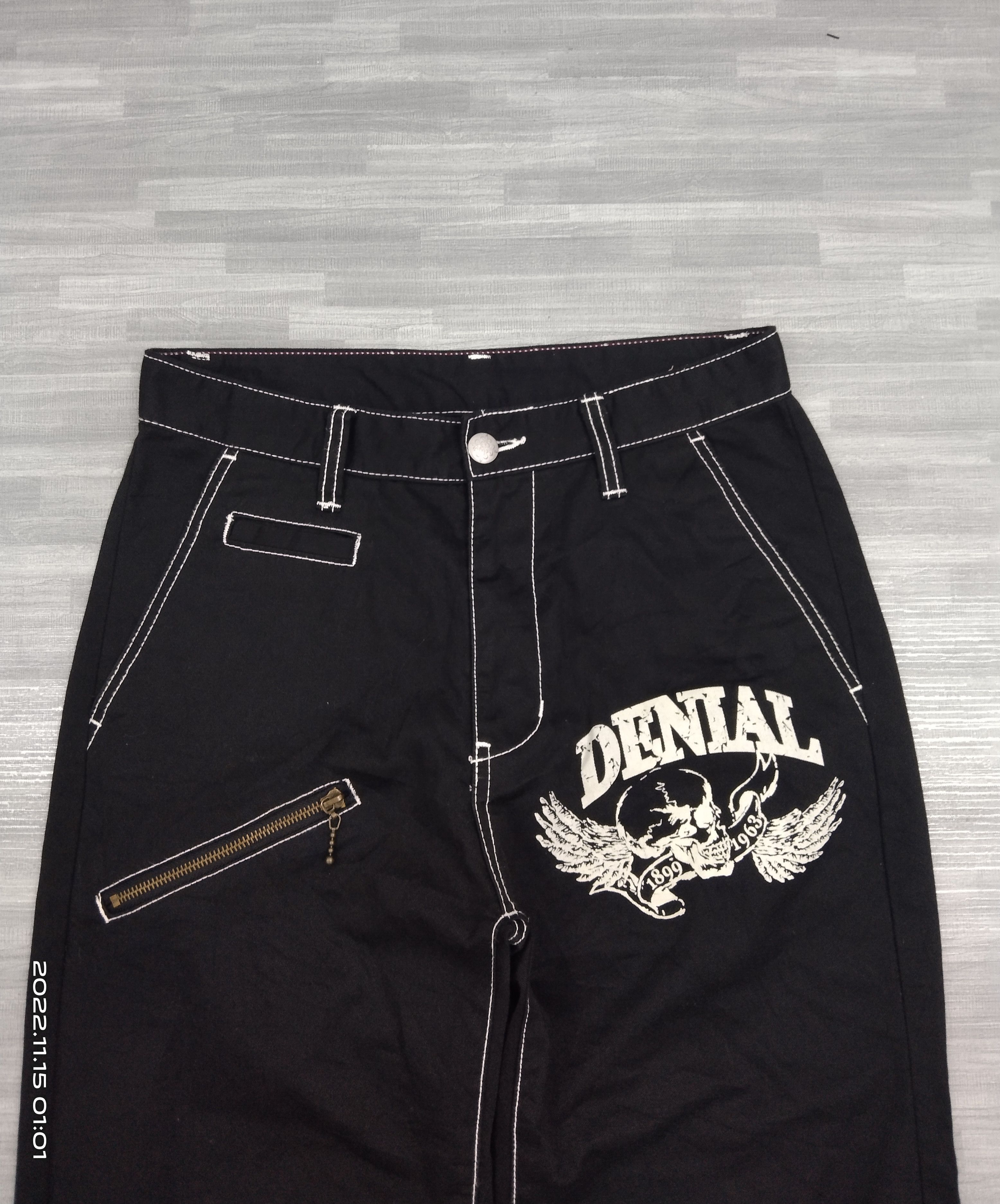 Japanese Brand UNBRAND SKULL DENIAL SCRIPE BLACK CASUAL PANTS Size US 29 - 4 Thumbnail