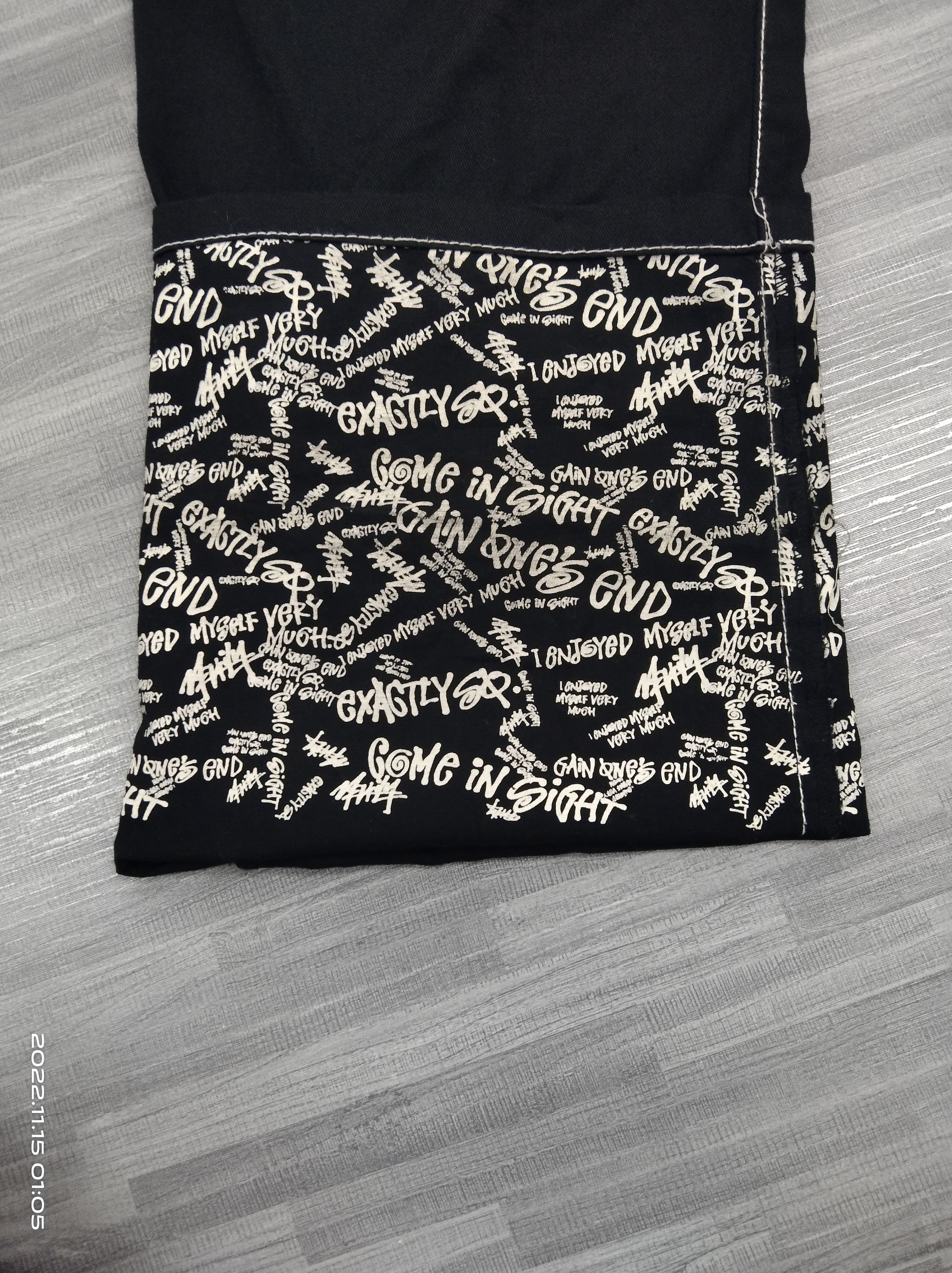 Japanese Brand UNBRAND SKULL DENIAL SCRIPE BLACK CASUAL PANTS Size US 29 - 6 Thumbnail
