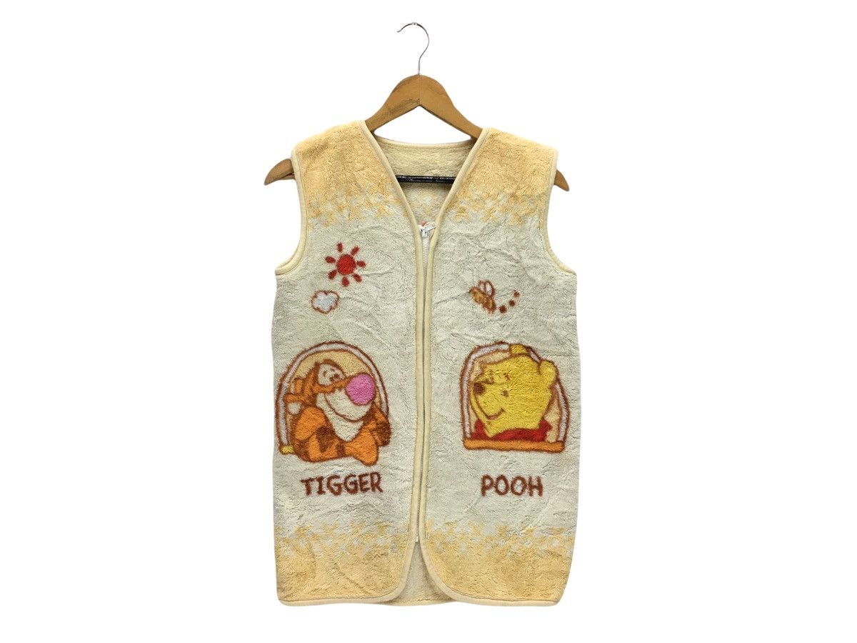 Vintage Cartoon Fleece Vest Pooh And Tigger Disney Jacket