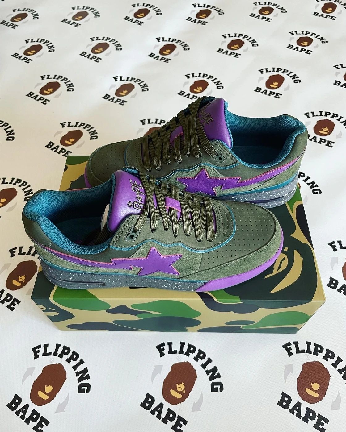 Pre-owned Bape Road Sta 2 Shoes In Olivedrab