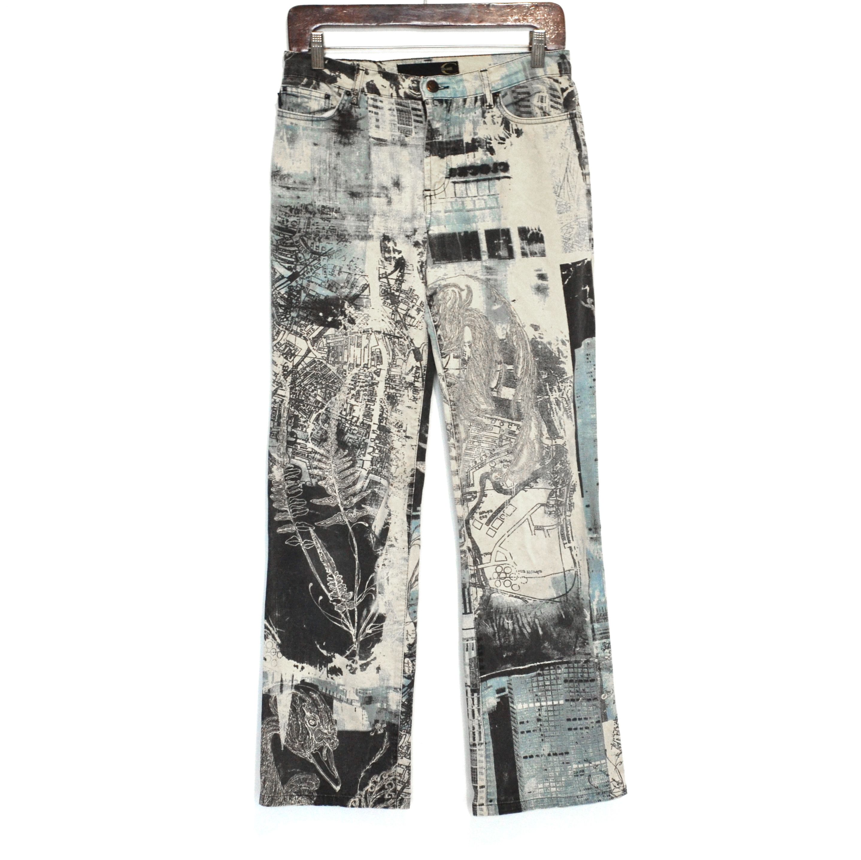 Just Cavalli Roberto Cavalli Jeans Pants Printed Vintage Black Blue Size 27" / US 4 / IT 40 - 1 Thumbnail