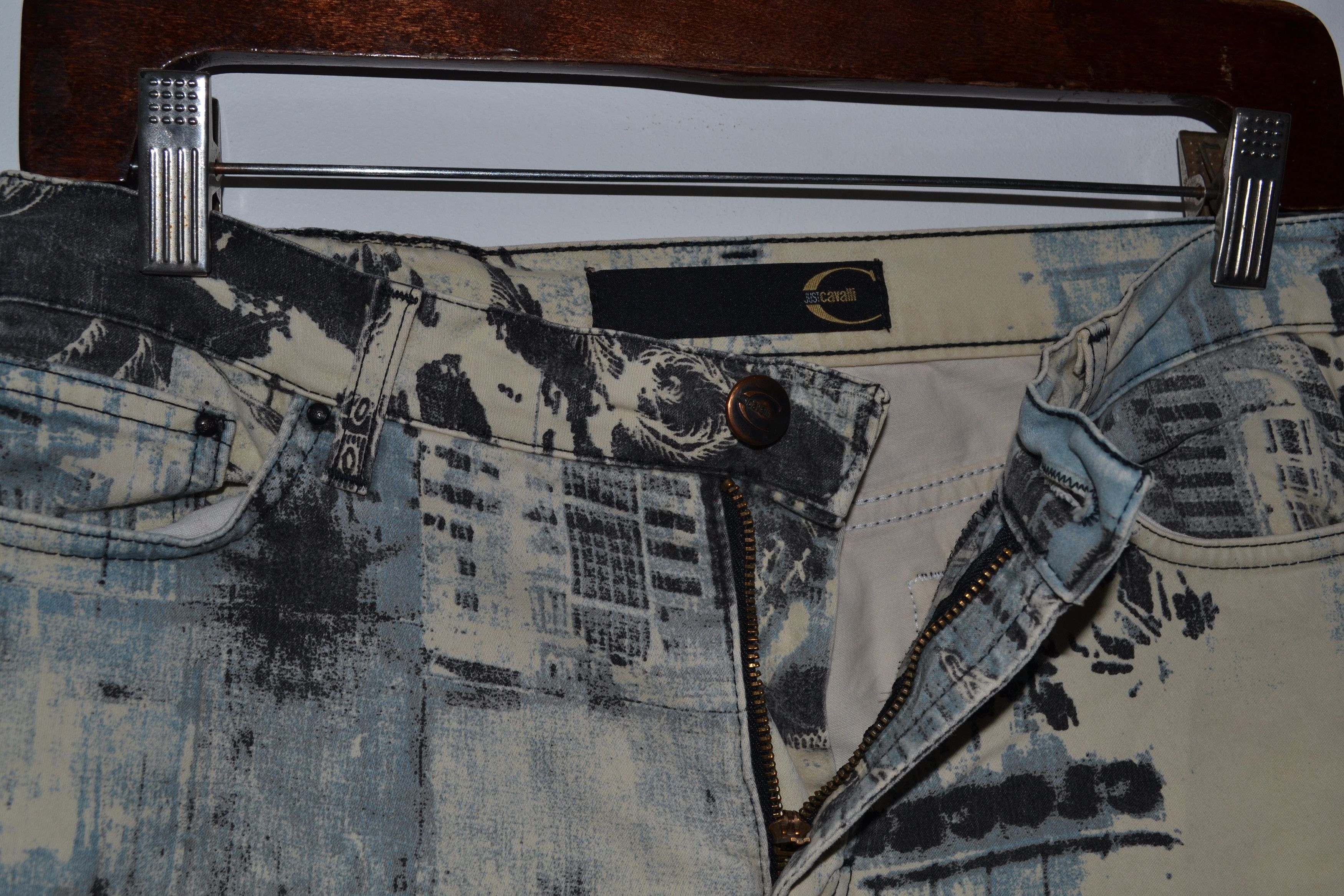 Just Cavalli Roberto Cavalli Jeans Pants Printed Vintage Black Blue Size 27" / US 4 / IT 40 - 4 Thumbnail