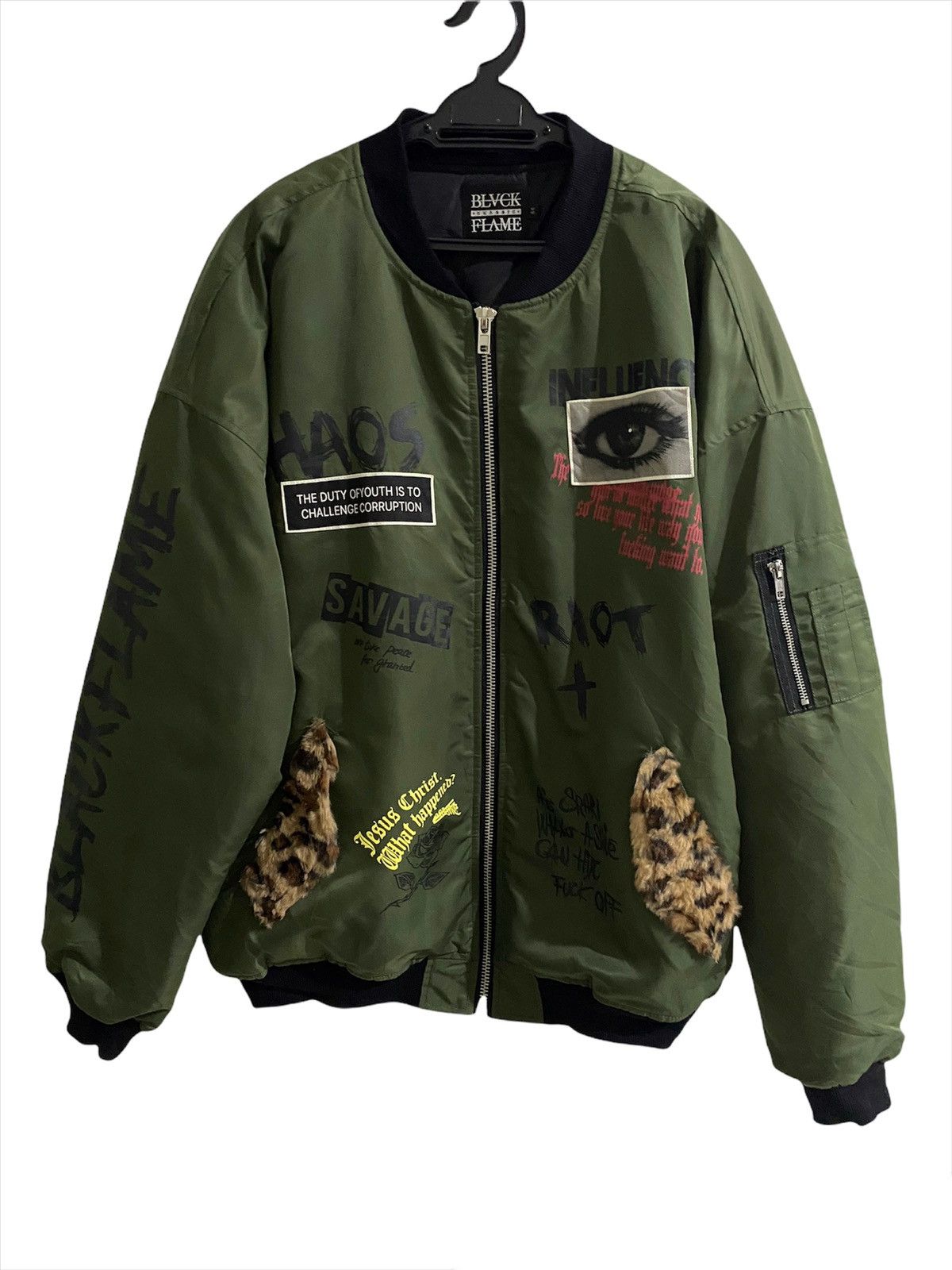 Japanese Brand × Vintage BLVCK FLAME Chaos Riot Anarchy Bomber jacket Size US L / EU 52-54 / 3 - 2 Thumbnail