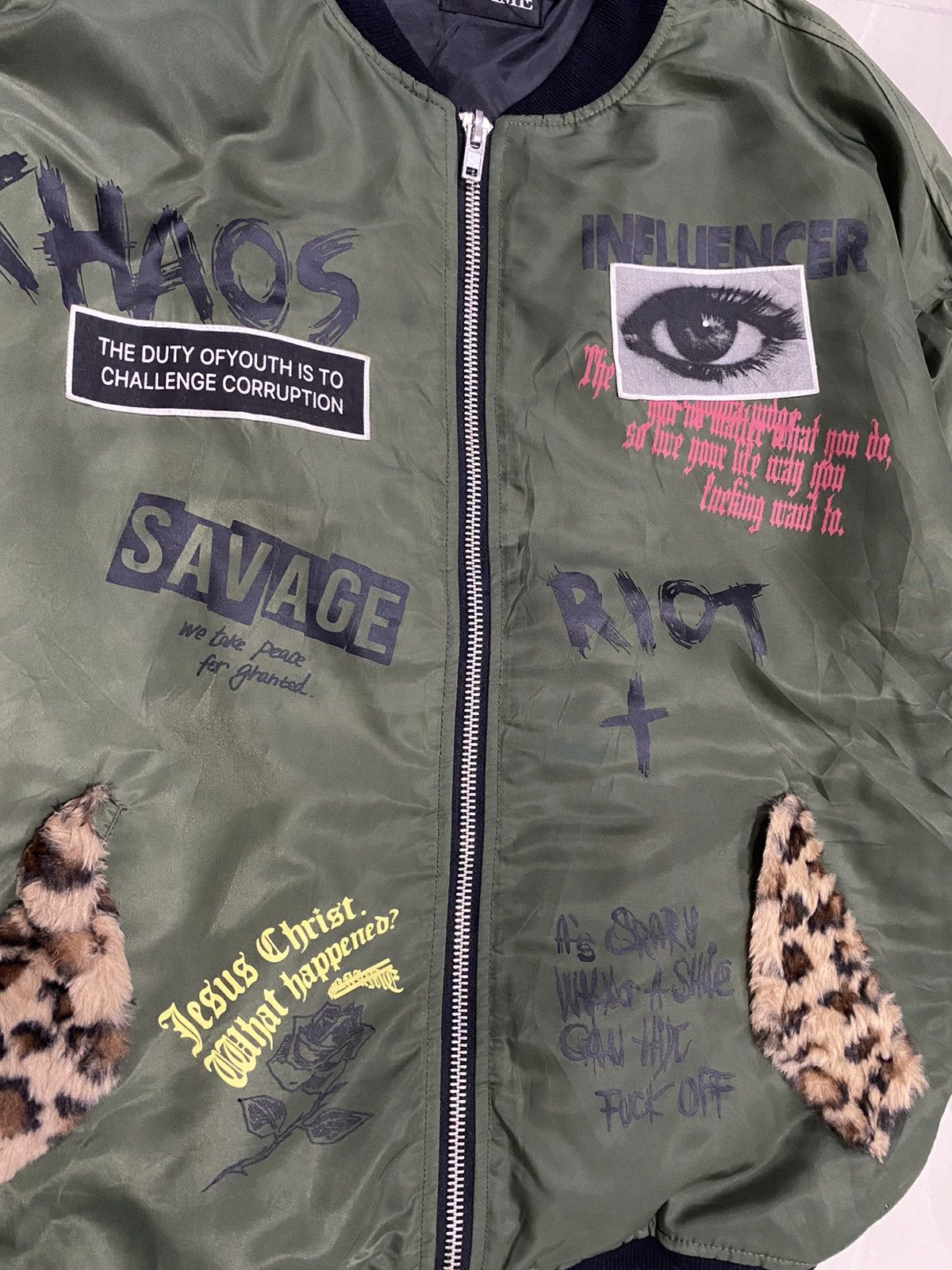 Japanese Brand × Vintage BLVCK FLAME Chaos Riot Anarchy Bomber jacket Size US L / EU 52-54 / 3 - 11 Thumbnail
