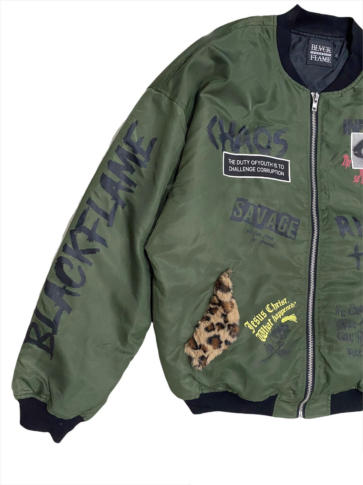 Japanese Brand × Vintage BLVCK FLAME Chaos Riot Anarchy Bomber jacket Size US L / EU 52-54 / 3 - 6 Thumbnail