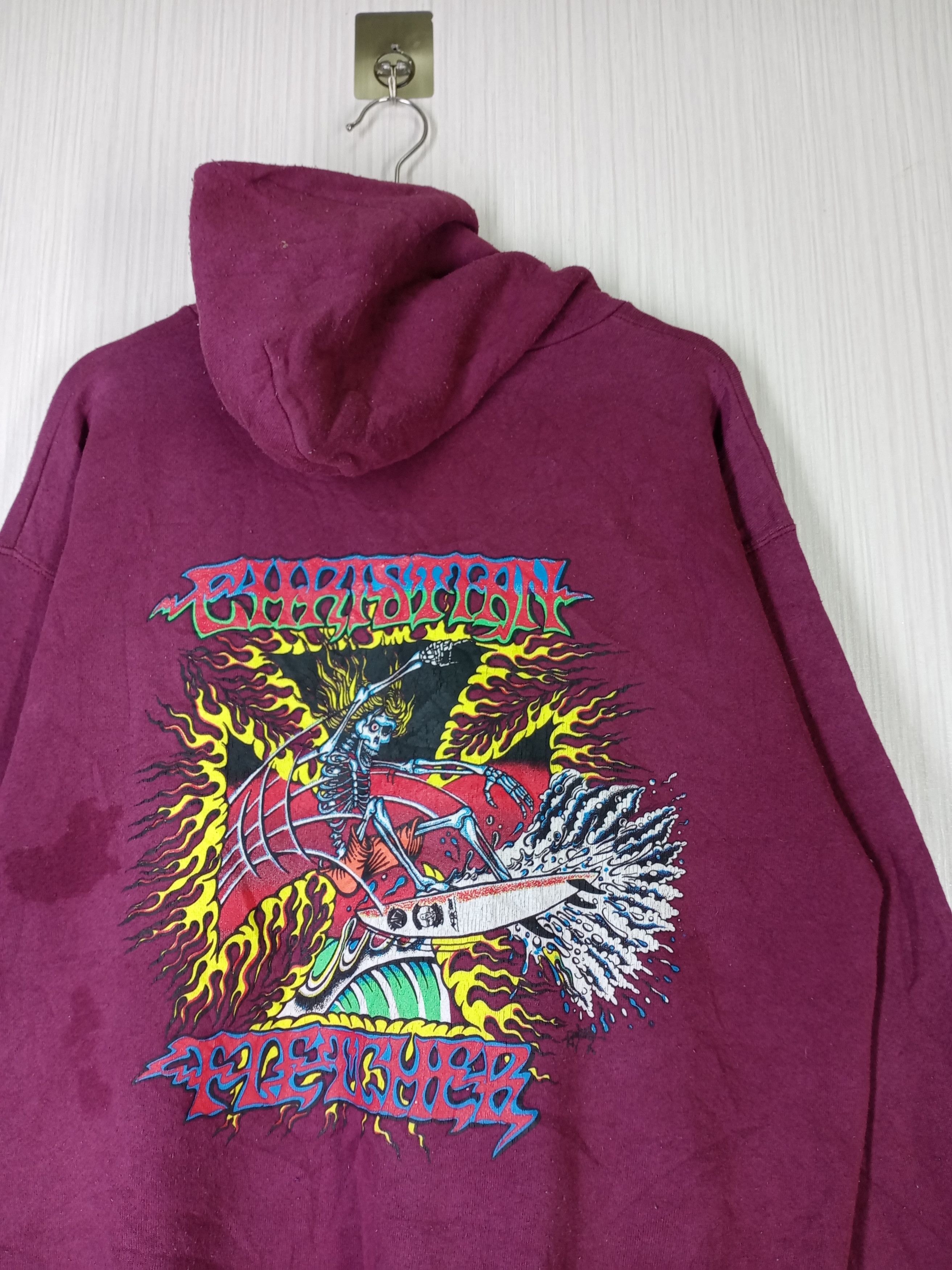 Santa Cruz Skateboards Rare Vintage Christian Fletcher Skull Hoodie Sweatshirt Size US L / EU 52-54 / 3 - 1 Thumbnail